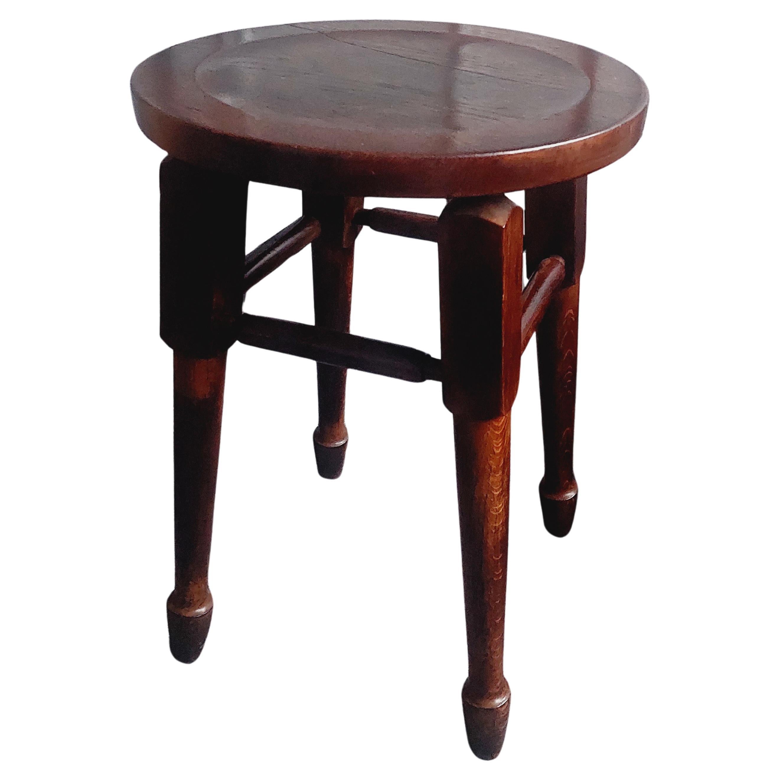 Arts and Crafts Oak Stool Side table by Gaskell & Chambers, 30s For Sale