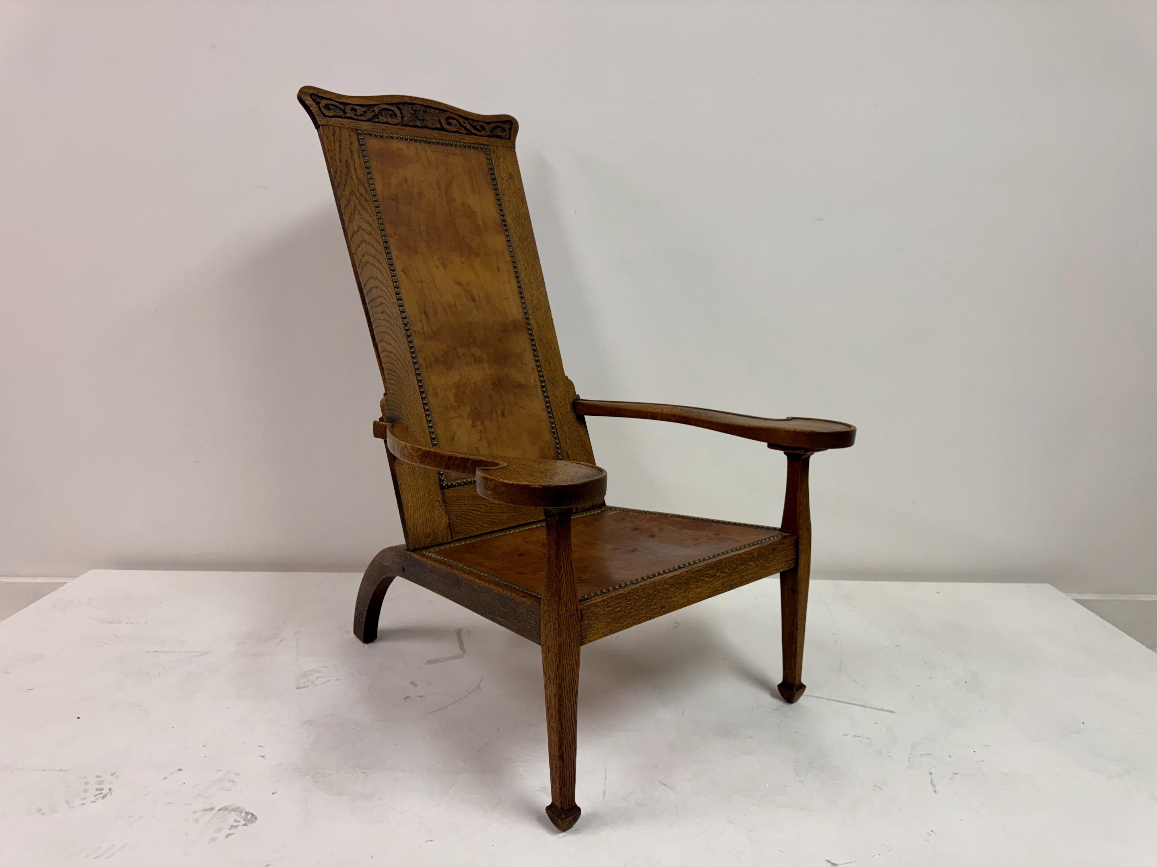 Silla de estudio Arts and Crafts de roble de Arthur Simpson de Kendal, hacia 1910 en venta 9