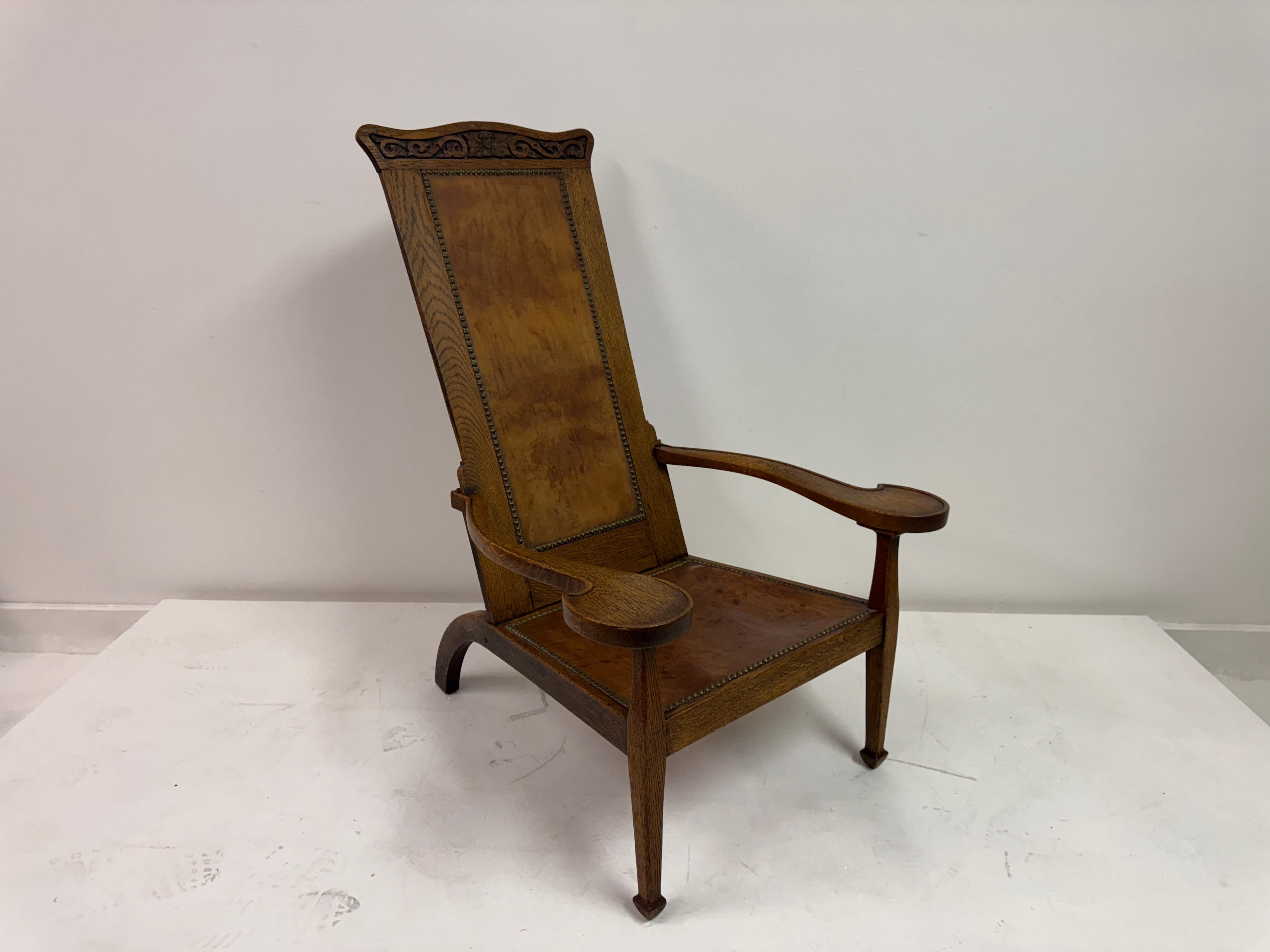 Silla de estudio Arts and Crafts de roble de Arthur Simpson de Kendal, hacia 1910 en venta 10