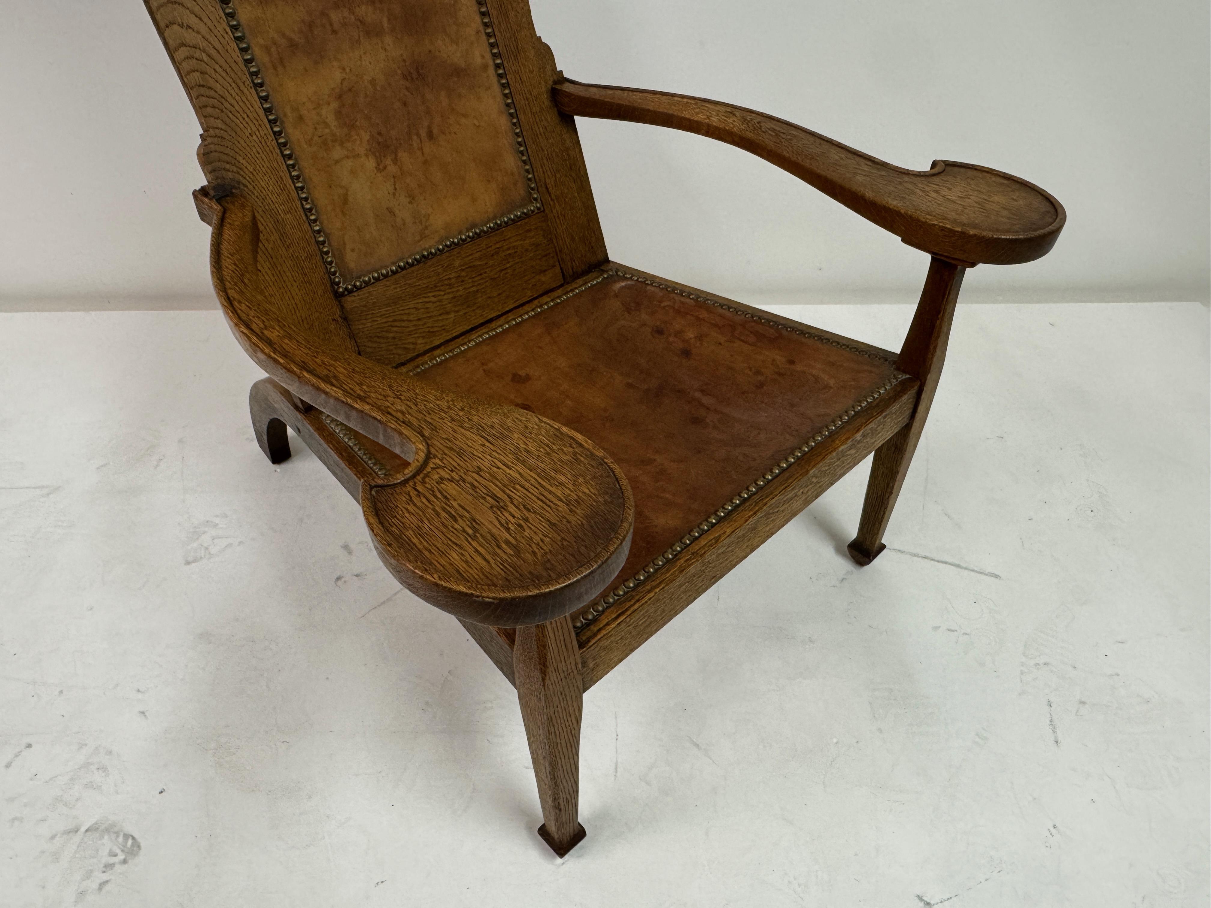 Silla de estudio Arts and Crafts de roble de Arthur Simpson de Kendal, hacia 1910 en venta 13