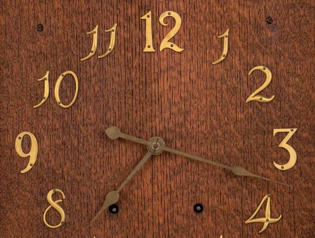 Arts and Crafts Oak Tall Case Clock, circa 1910 In Good Condition In New York, NY