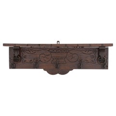 Arts and Crafts Oak Wall-Hanging Coat Rack