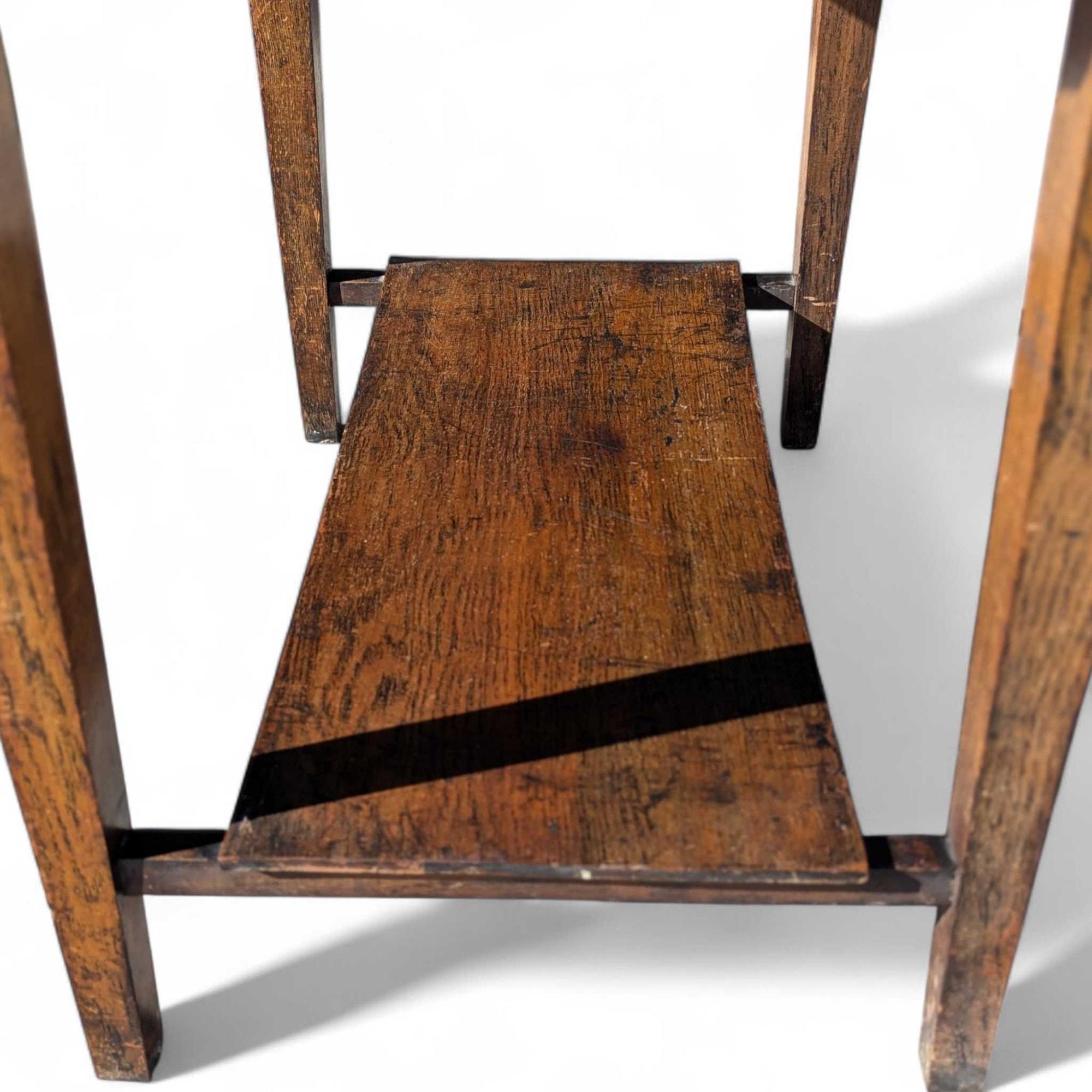 Arts and Crafts Oak Washstand with Green Tile Backsplash and Stone Top, c. 1900s For Sale 5