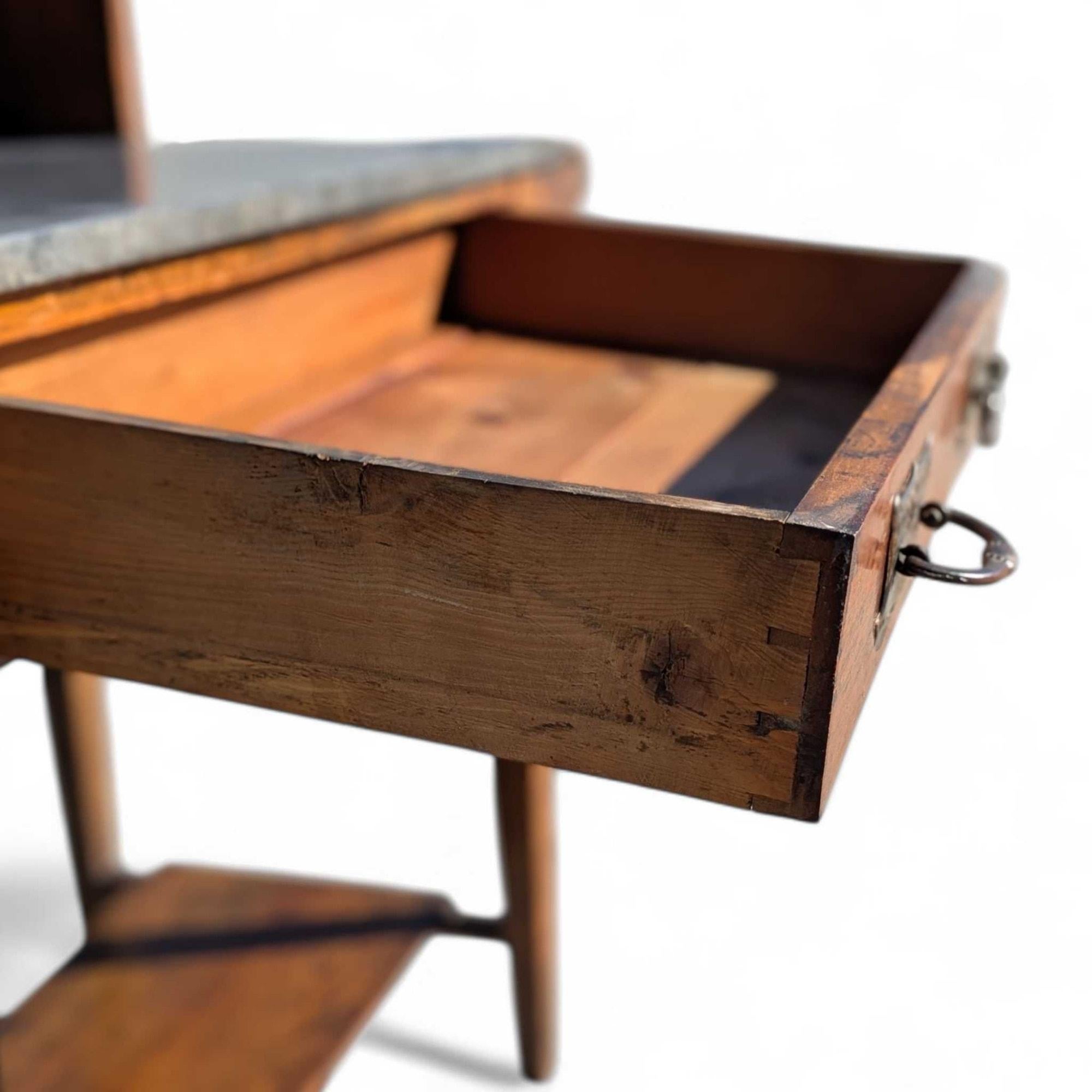 Arts and Crafts Oak Washstand with Green Tile Backsplash and Stone Top, c. 1900s For Sale 8