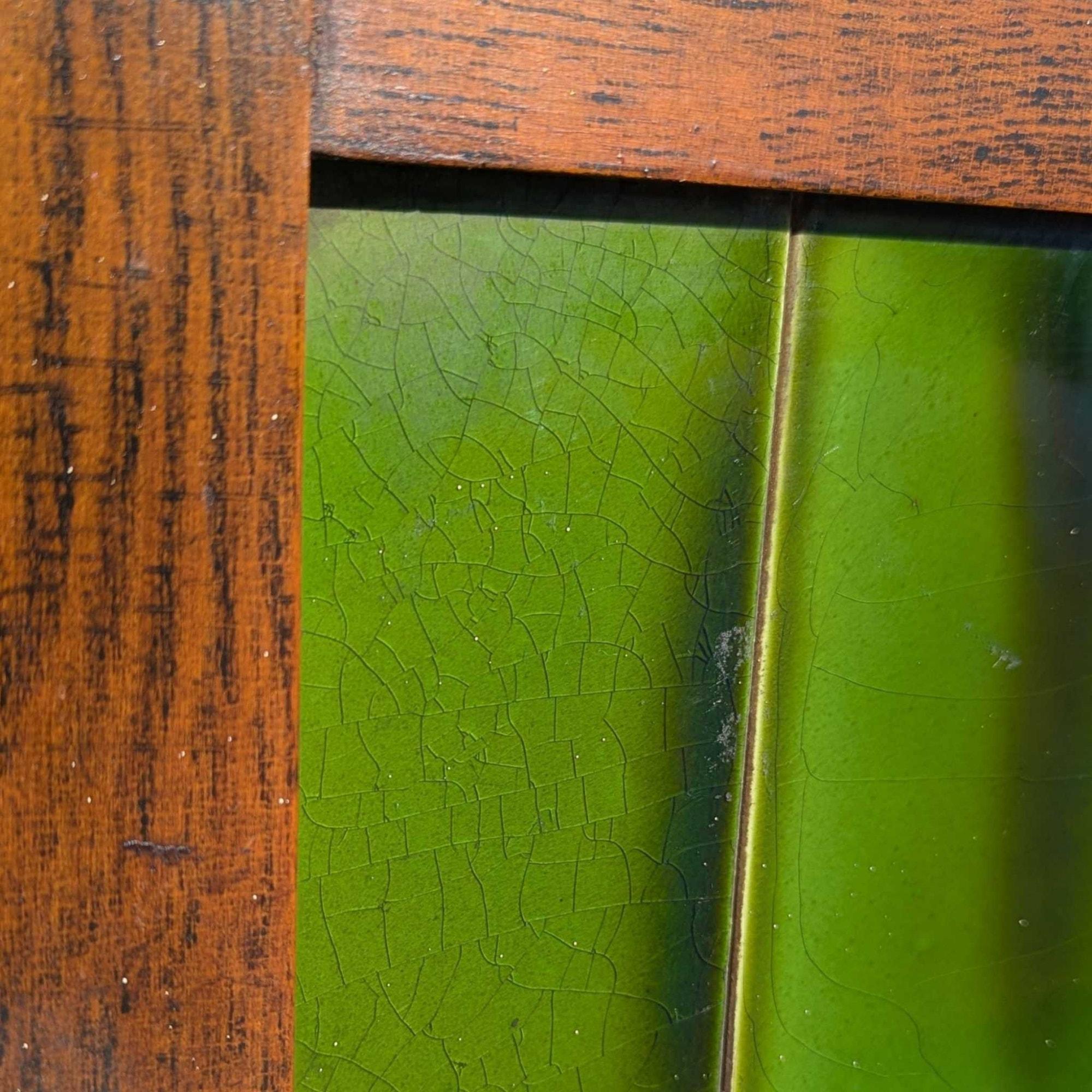Arts and Crafts Oak Washstand with Green Tile Backsplash and Stone Top, c. 1900s For Sale 3