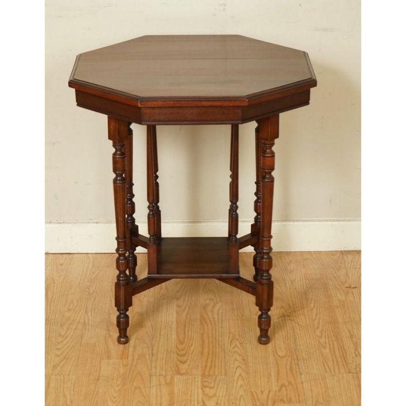 We are delighted to offer for this lovely Arts and Crafts octagonal hardwood side table.

We have lightly restored this by cleaning it, waxing and polishing it.

Dimensions: 59 W x 59 D x 70 H cm.

Please carefully look at the pictures to see the