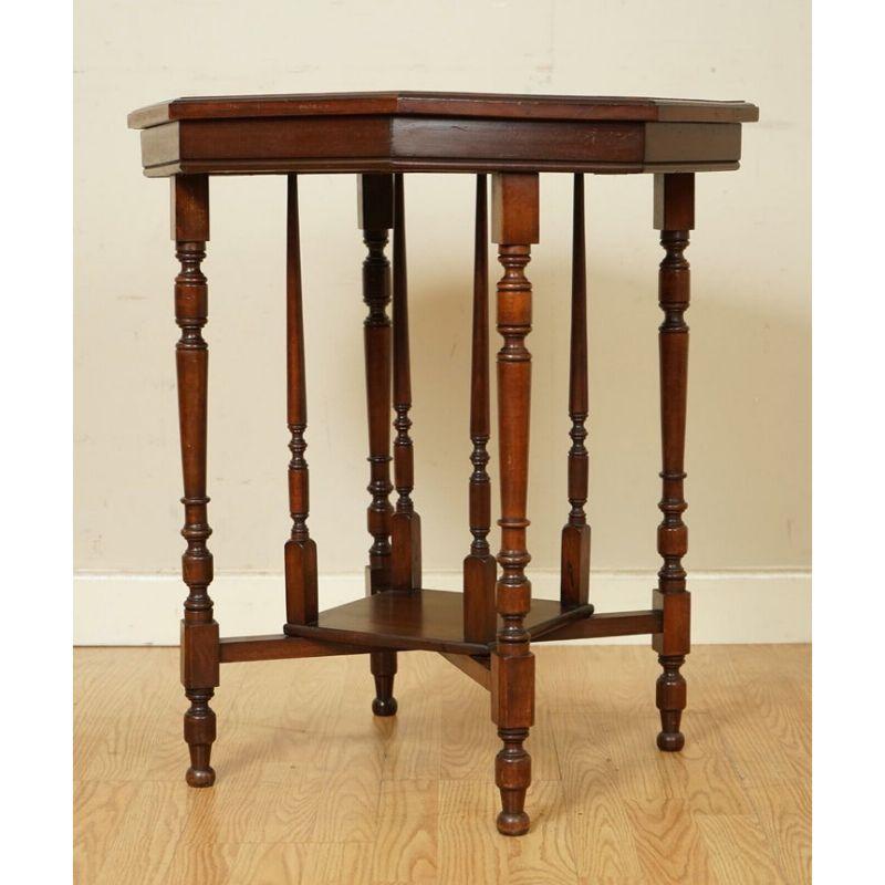 Hand-Crafted Arts and Crafts Octagonal Hardwood End Side Table