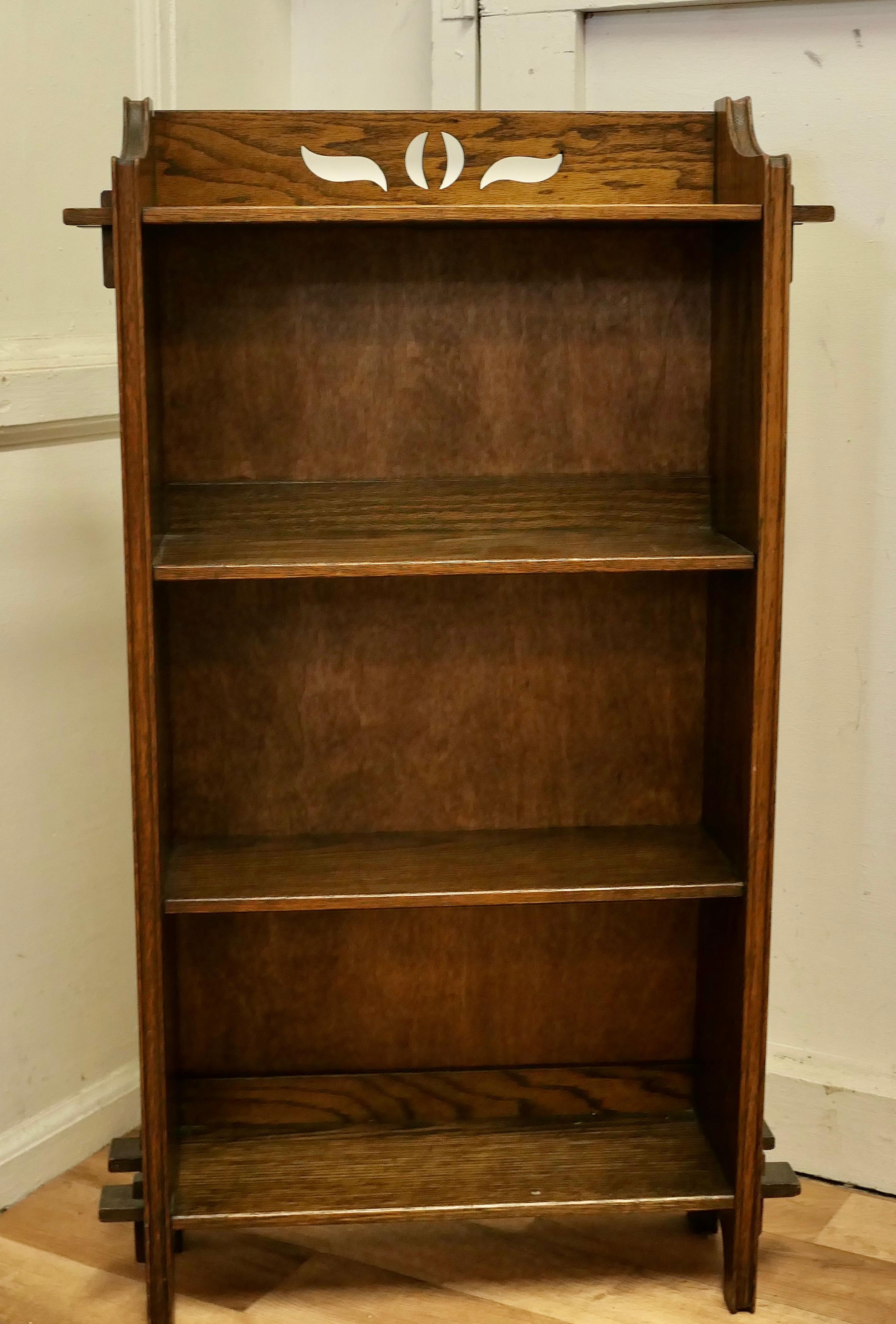 19th Century Arts and Crafts Open Front Oak Bookcase For Sale
