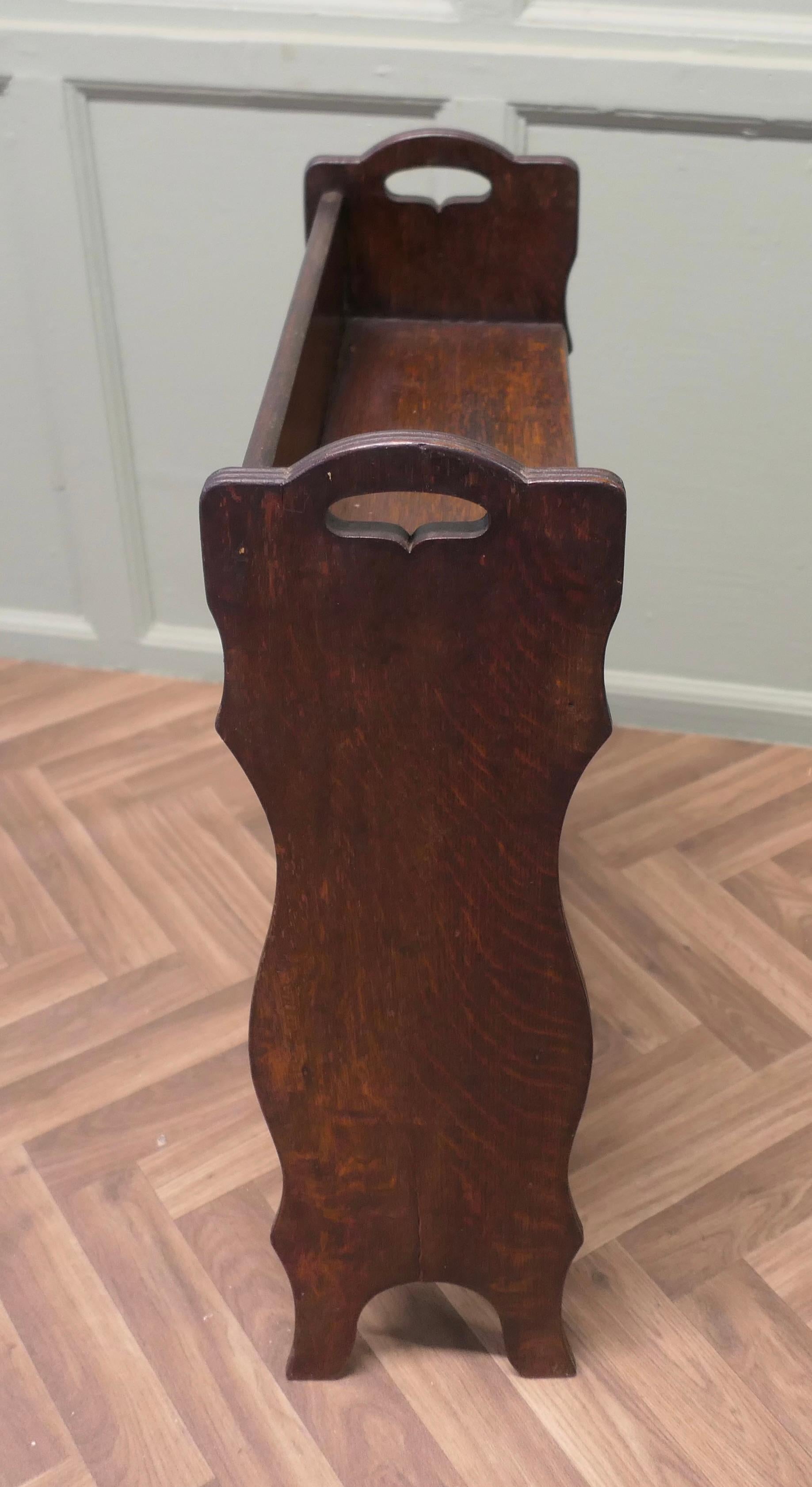 Arts and Crafts Open Front Oak Bookcase with Magazine Rack For Sale 2