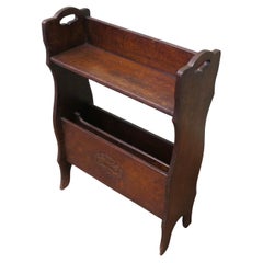 Arts and Crafts Open Front Oak Bookcase with Magazine Rack