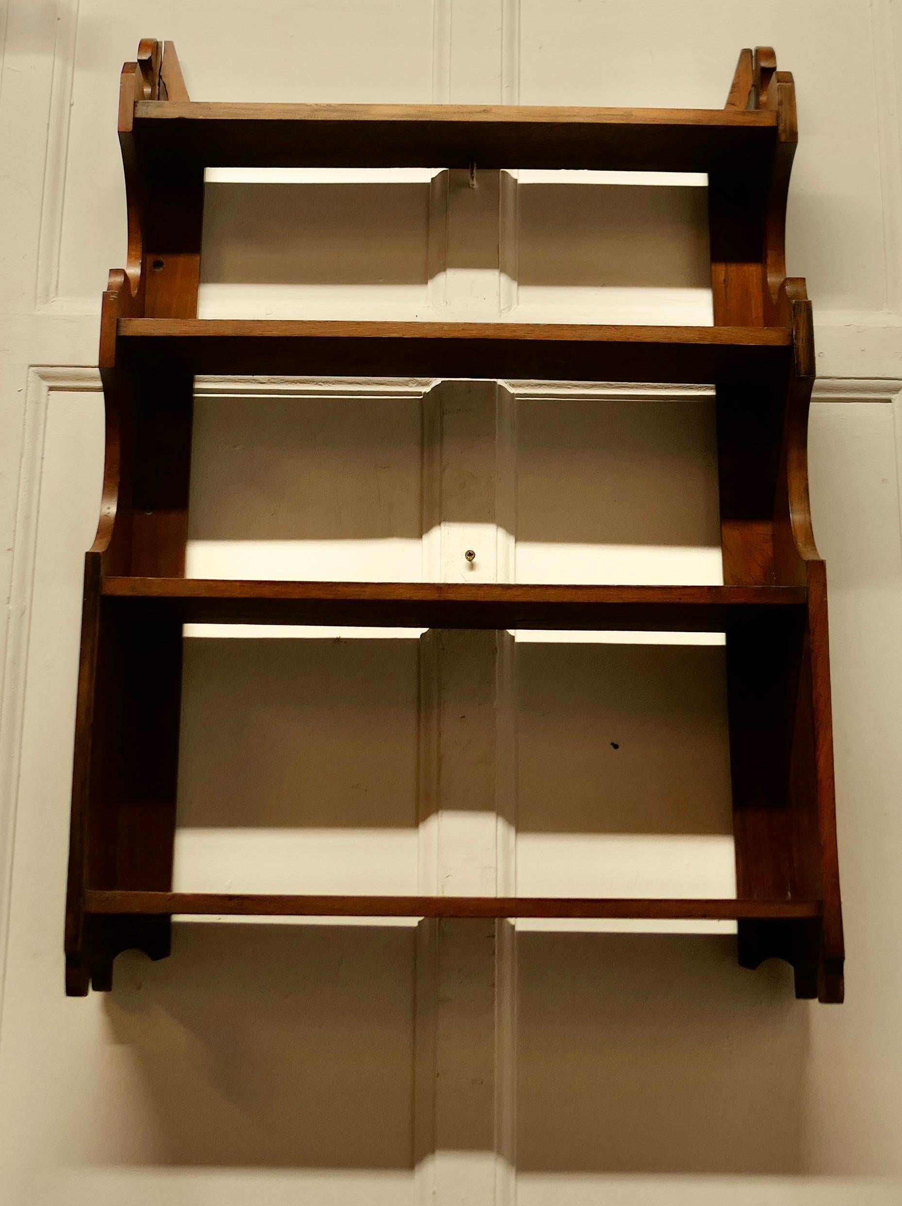 Arts and Crafts Open Front Wallhanging Walnut Bookshelf In Good Condition In Godshill, Isle of Wight