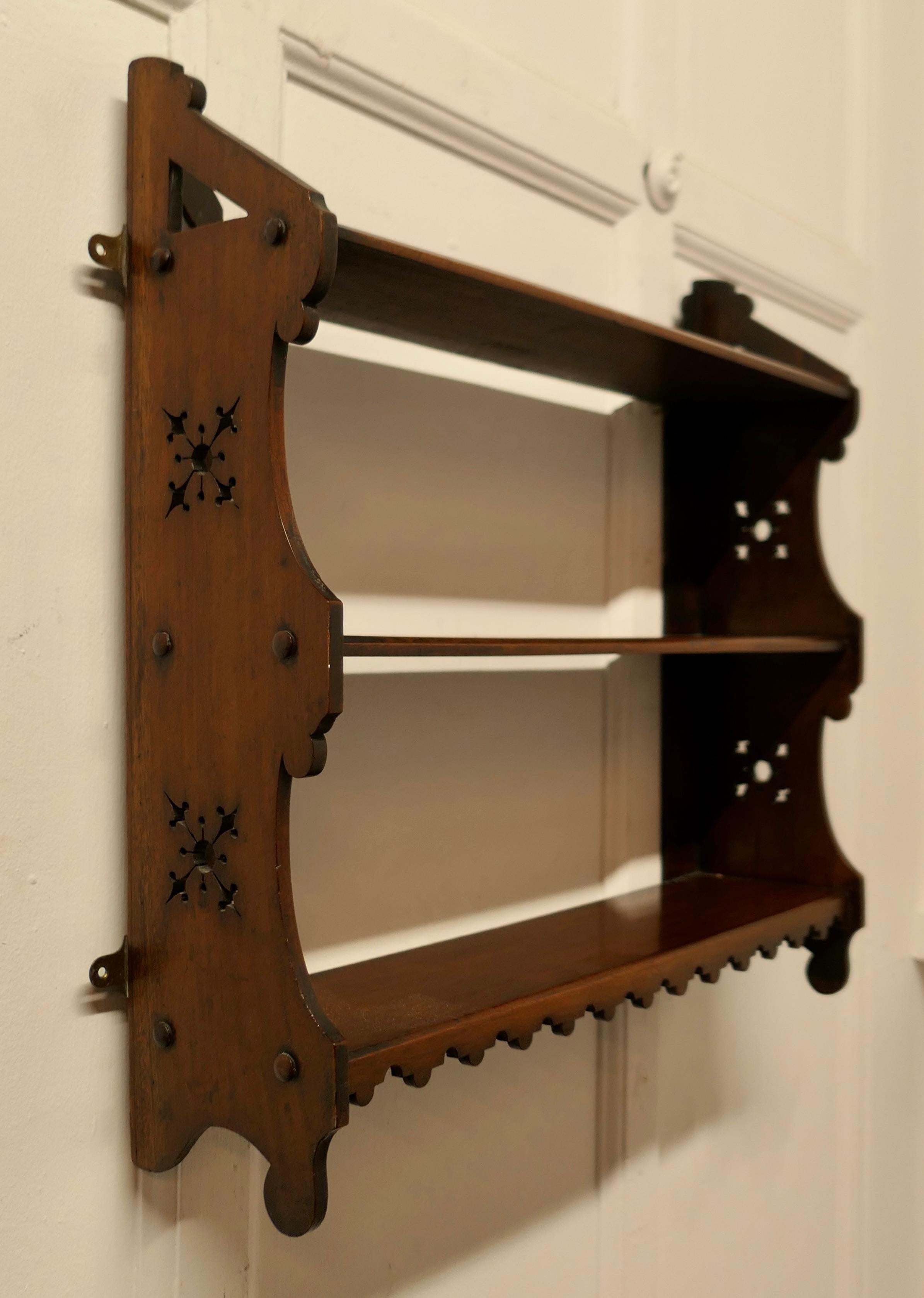 Arts and Crafts Open Front Wallhanging Walnut Bookshelf    In Good Condition For Sale In Chillerton, Isle of Wight