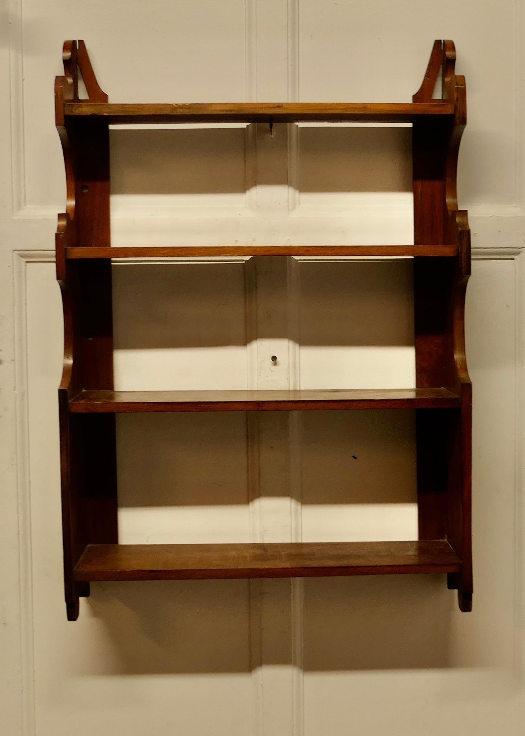 Late 19th Century Arts and Crafts Open Front Wallhanging Walnut Bookshelf   