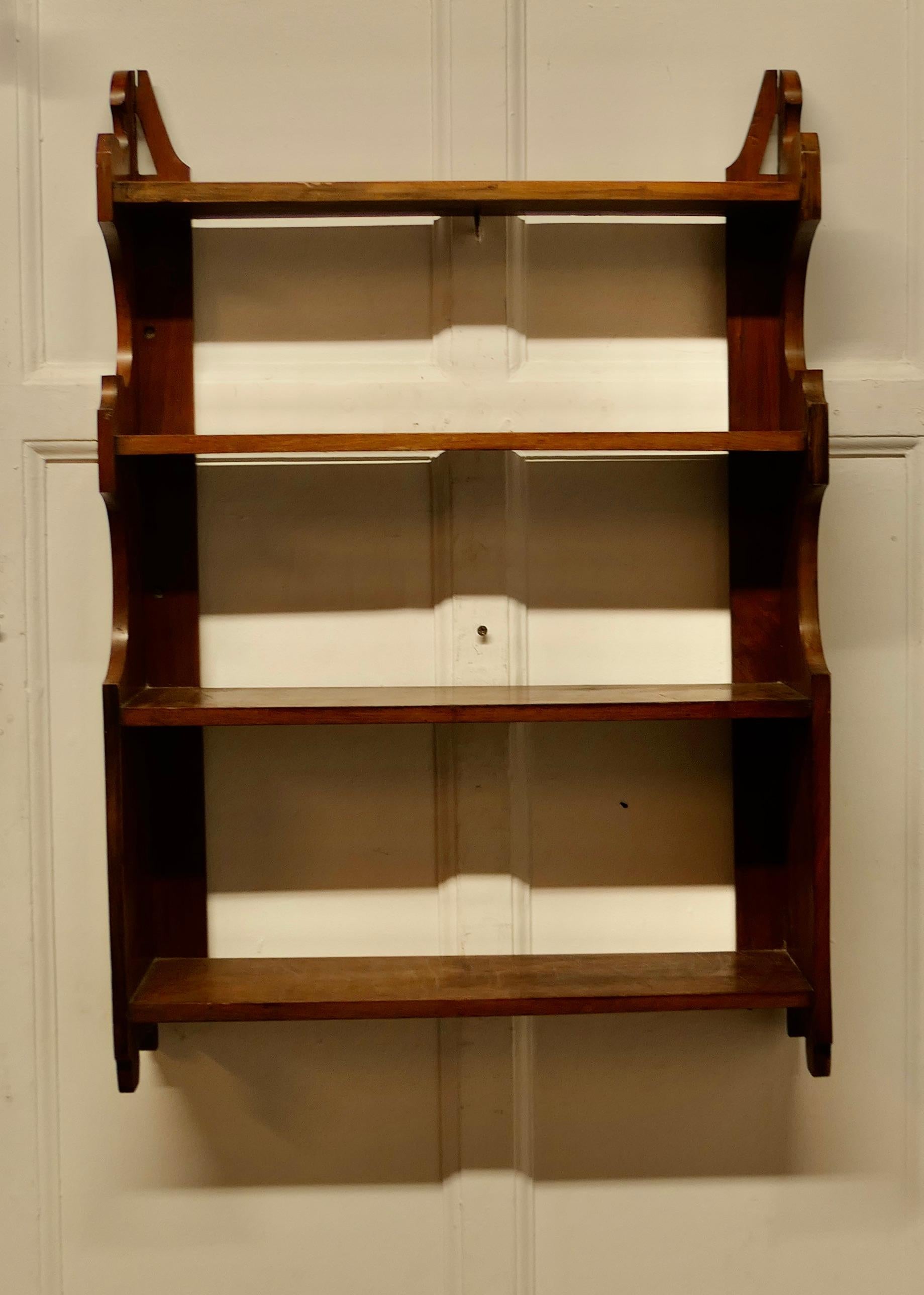 Late 19th Century Arts and Crafts Open Front Wallhanging Walnut Bookshelf