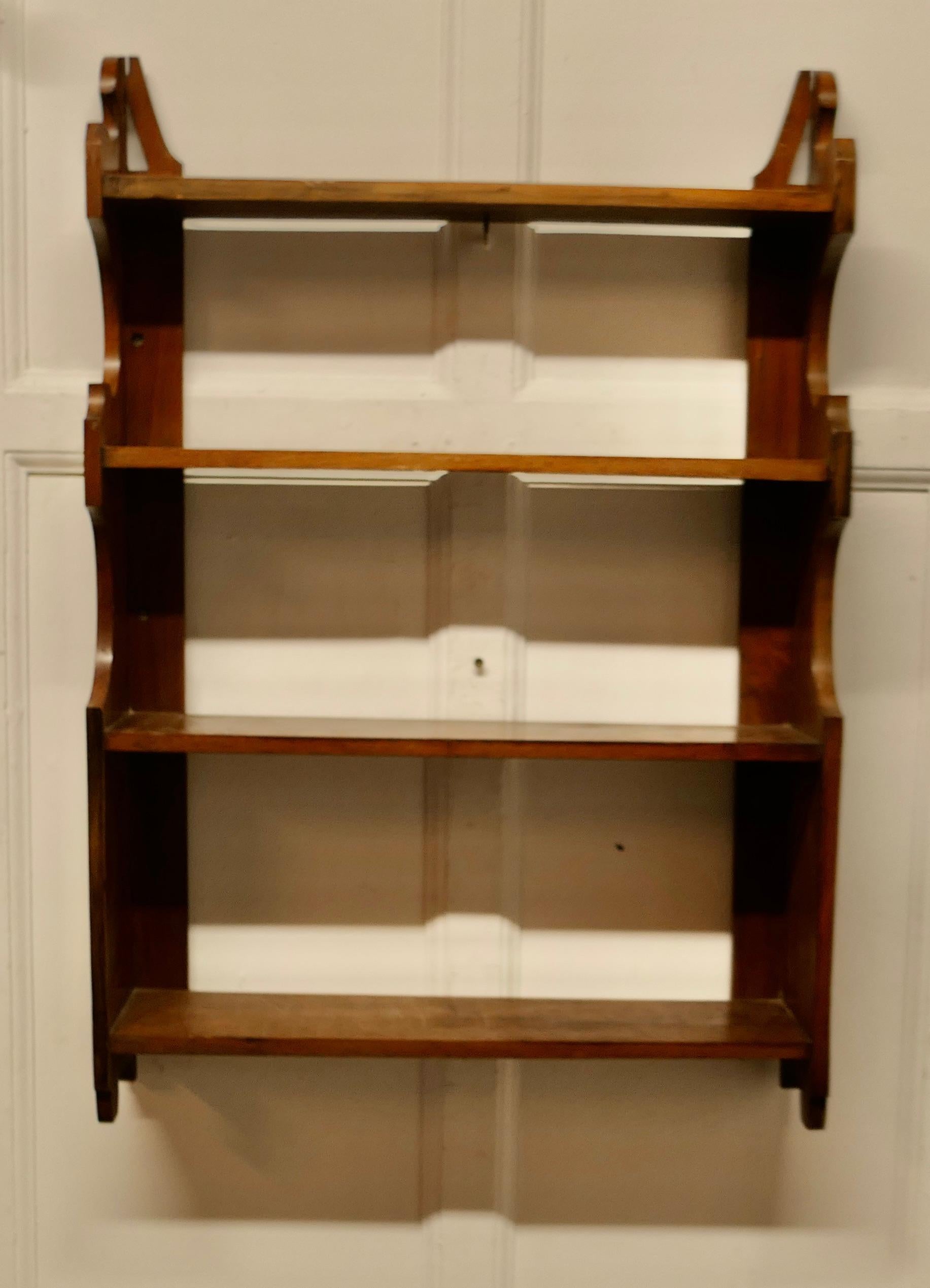 Arts and Crafts Open Front Wallhanging Walnut Bookshelf    1