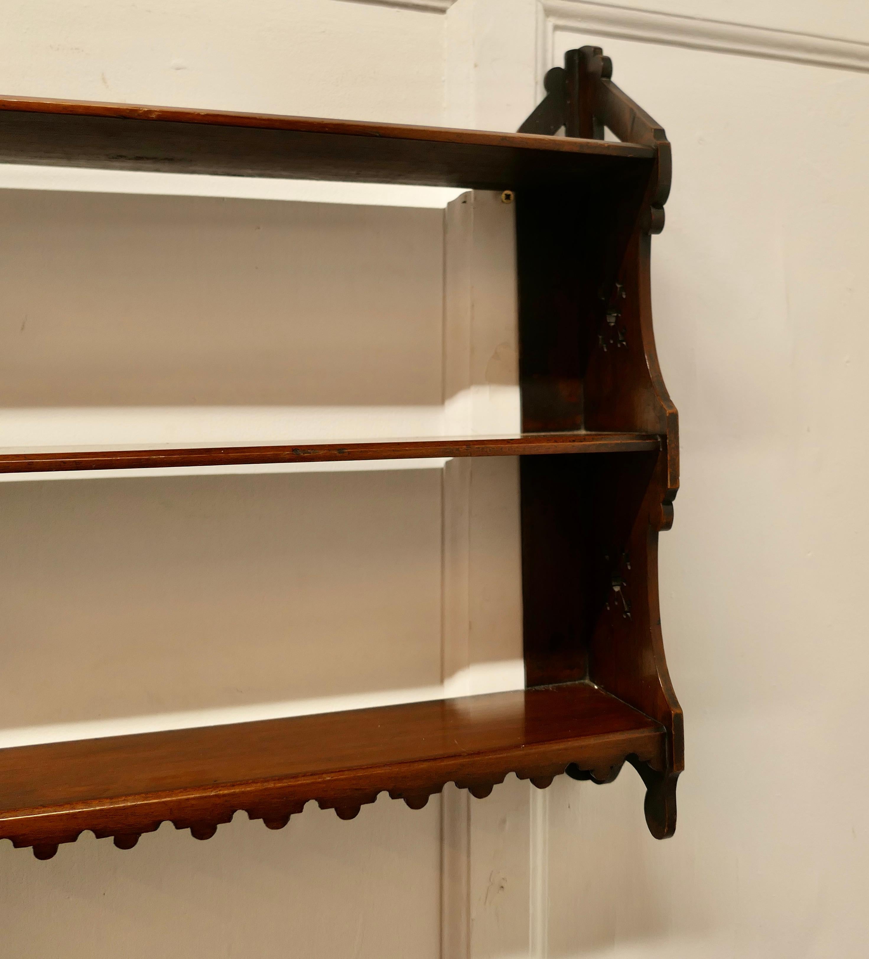 Arts and Crafts Open Front Wallhanging Walnut Bookshelf    For Sale 1