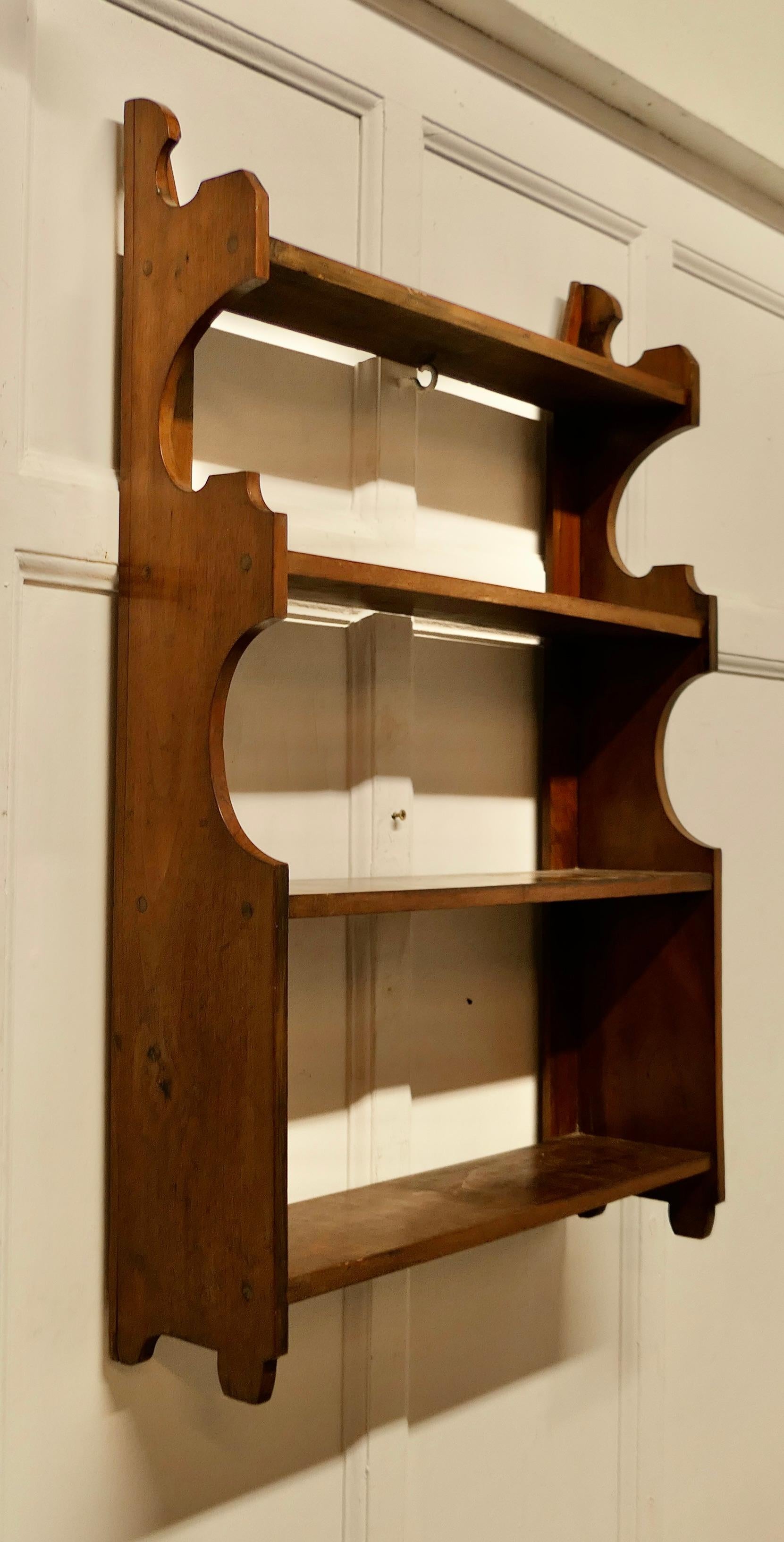 Arts and Crafts Open Front Wallhanging Walnut Bookshelf    2