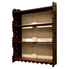 Arts and Crafts Open Front Wallhanging Walnut Bookshelf 