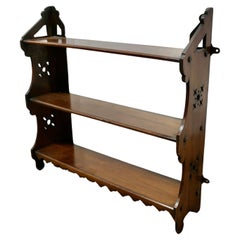 Arts and Crafts Open Front Wallhanging Walnut Bookshelf   