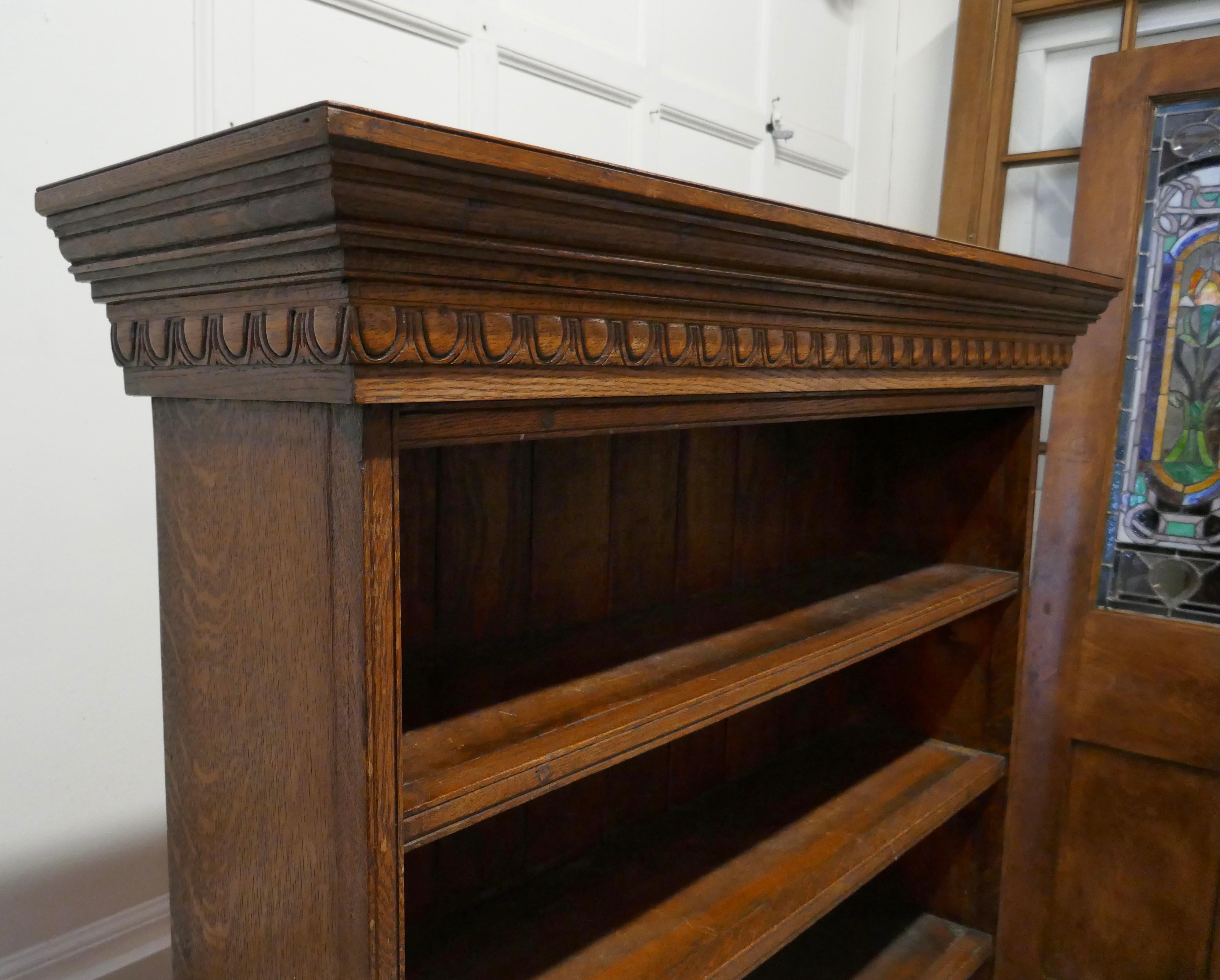 Arts and Crafts Open Oak Bookcase with Secret Compartment In Good Condition In Chillerton, Isle of Wight