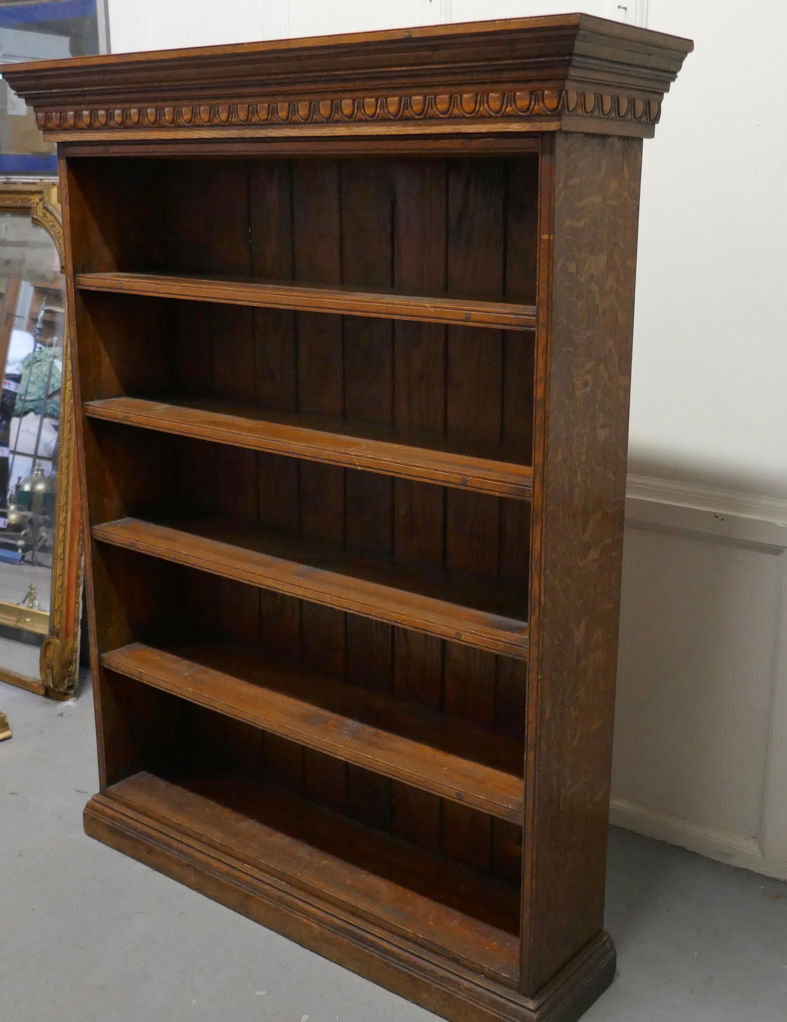 19th Century Arts and Crafts Open Oak Bookcase with Secret Compartment