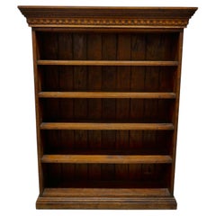 Antique Arts and Crafts Open Oak Bookcase with Secret Compartment