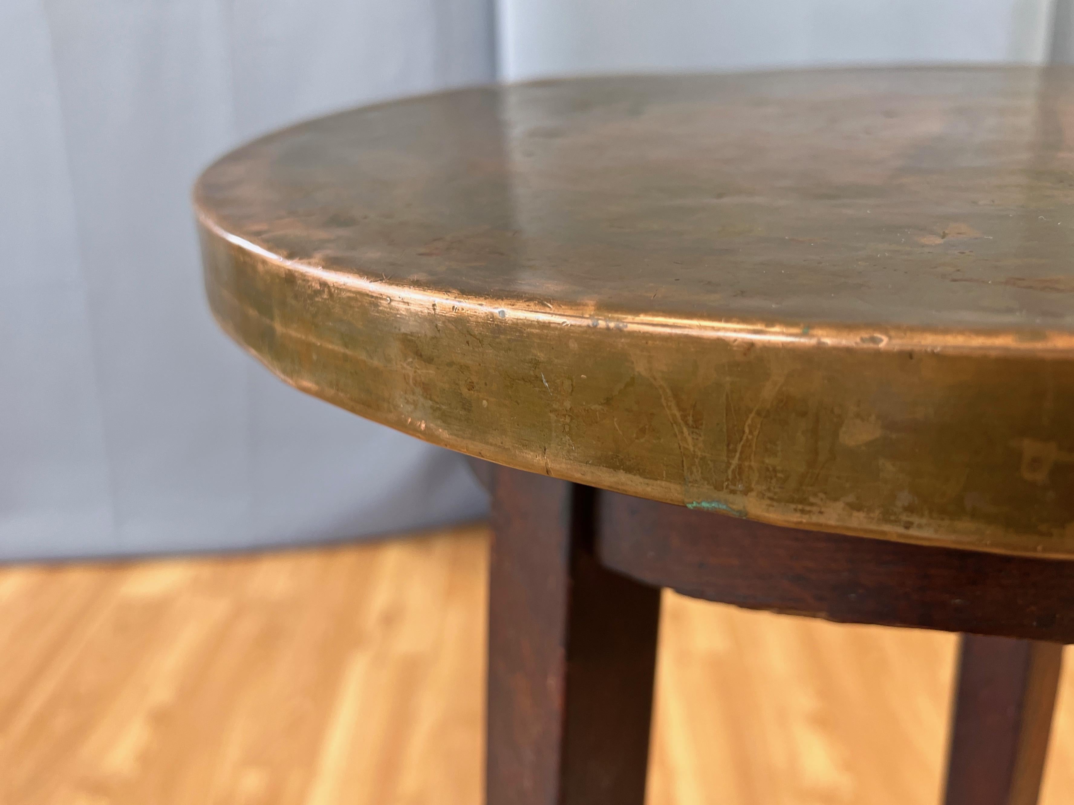 Arts and Crafts or Mission Copper-Top Oak Side Table or Plant Stand, circa 1920 For Sale 7