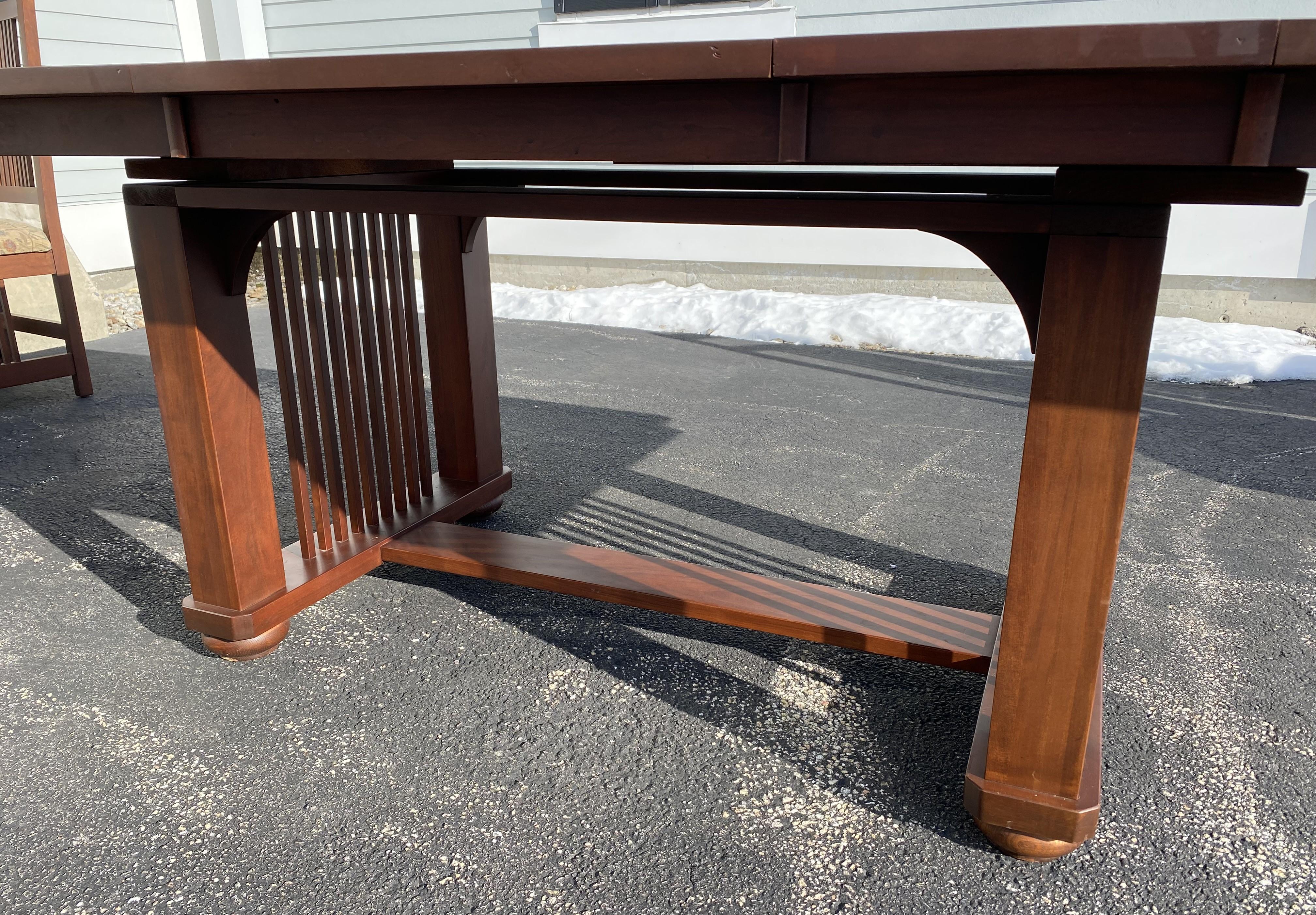 Contemporary Arts and Crafts or Mission Style Cherry Dining Set, Table with Eight Chairs