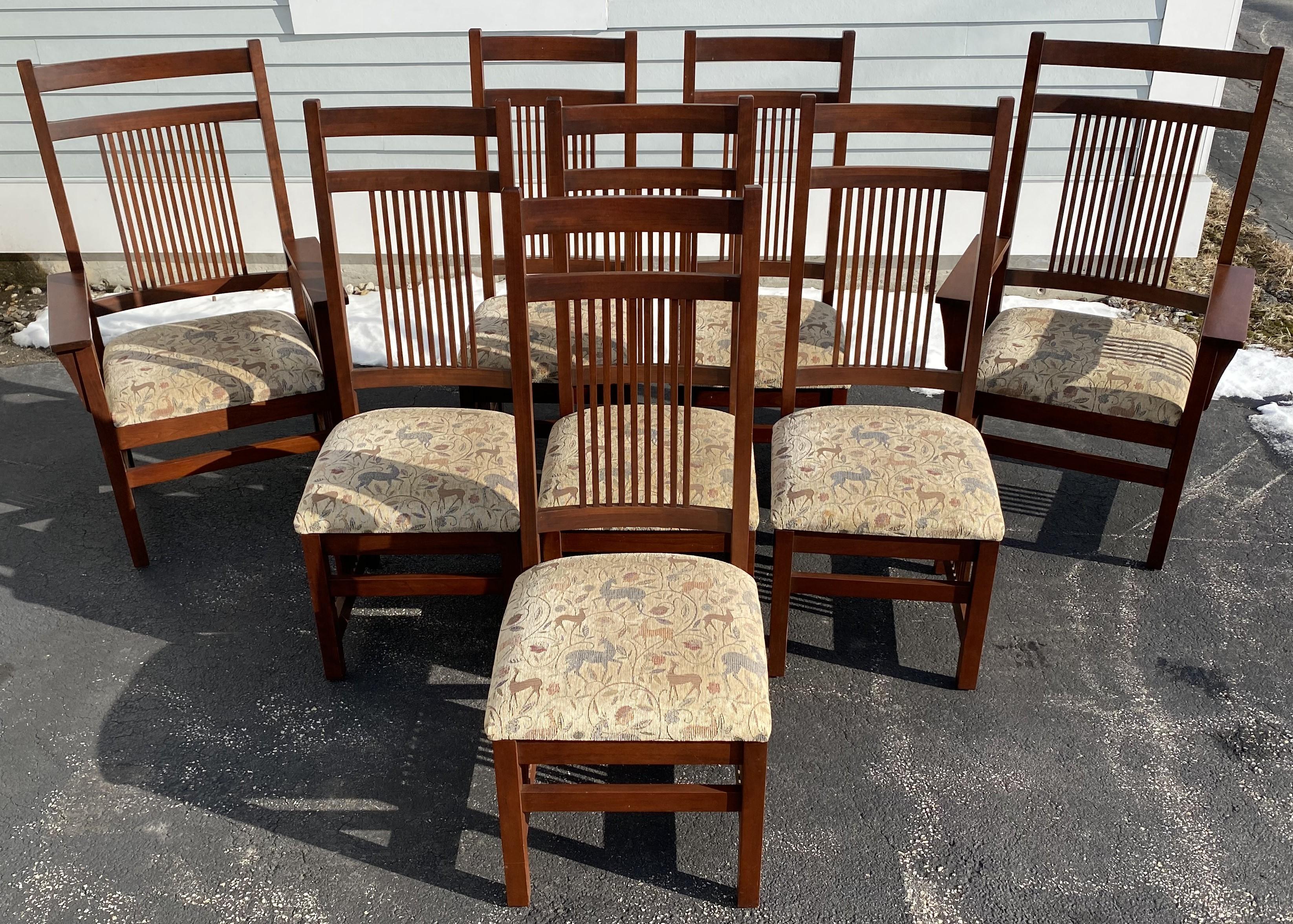 Arts and Crafts or Mission Style Cherry Dining Set, Table with Eight Chairs 1