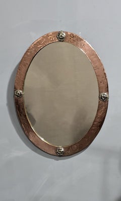 Arts and Crafts Oval Copper Mirror