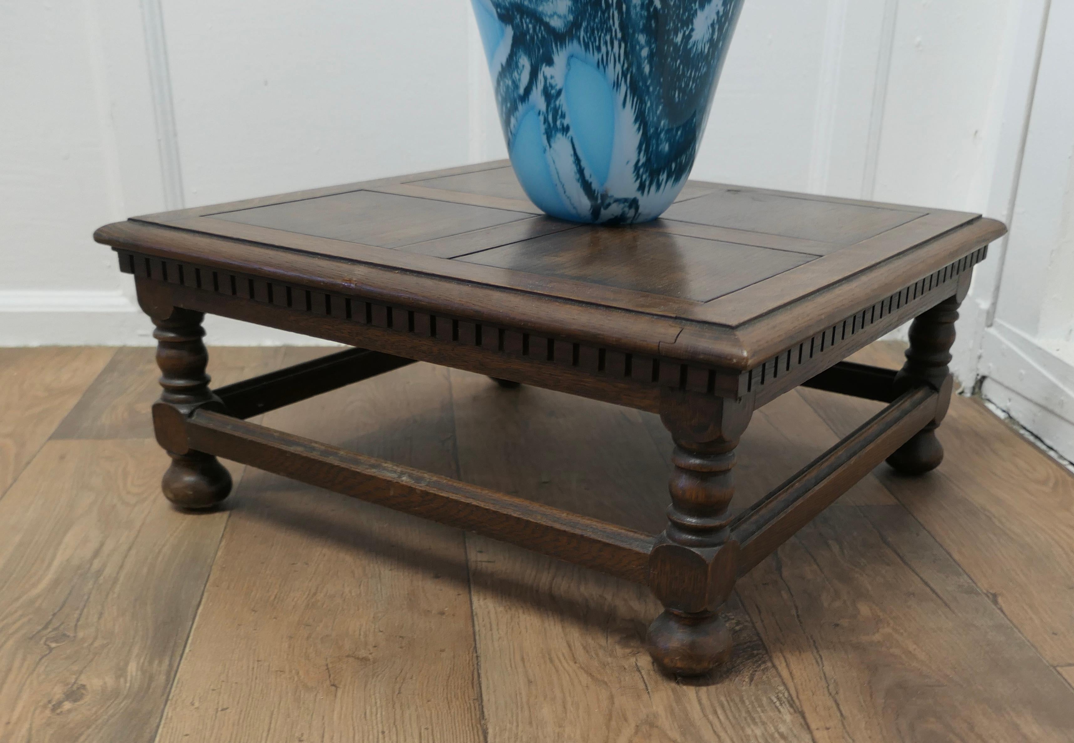 Arts and Crafts Panelled Oak Coffee or Low Table For Sale 1