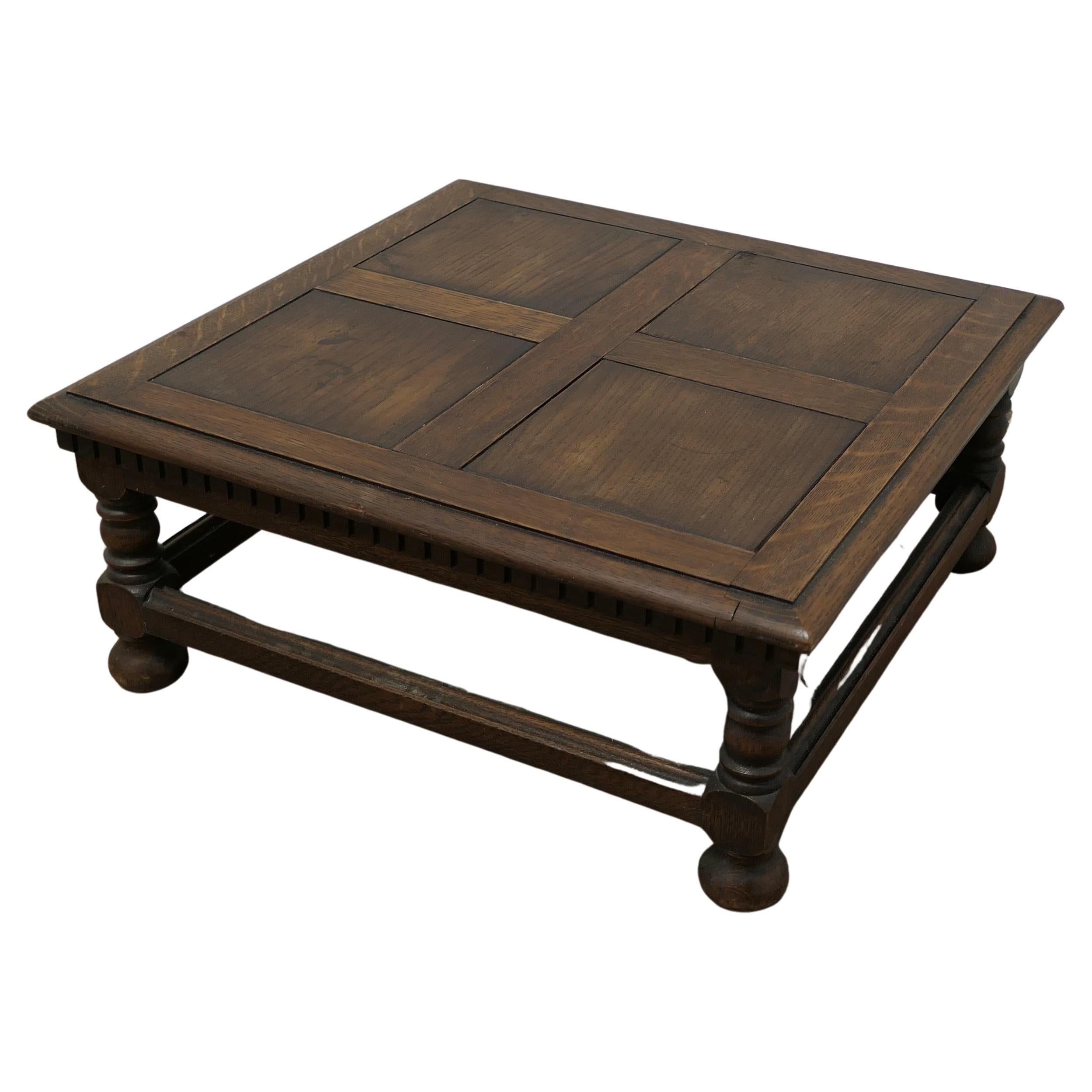 Arts and Crafts Panelled Oak Coffee or Low Table For Sale
