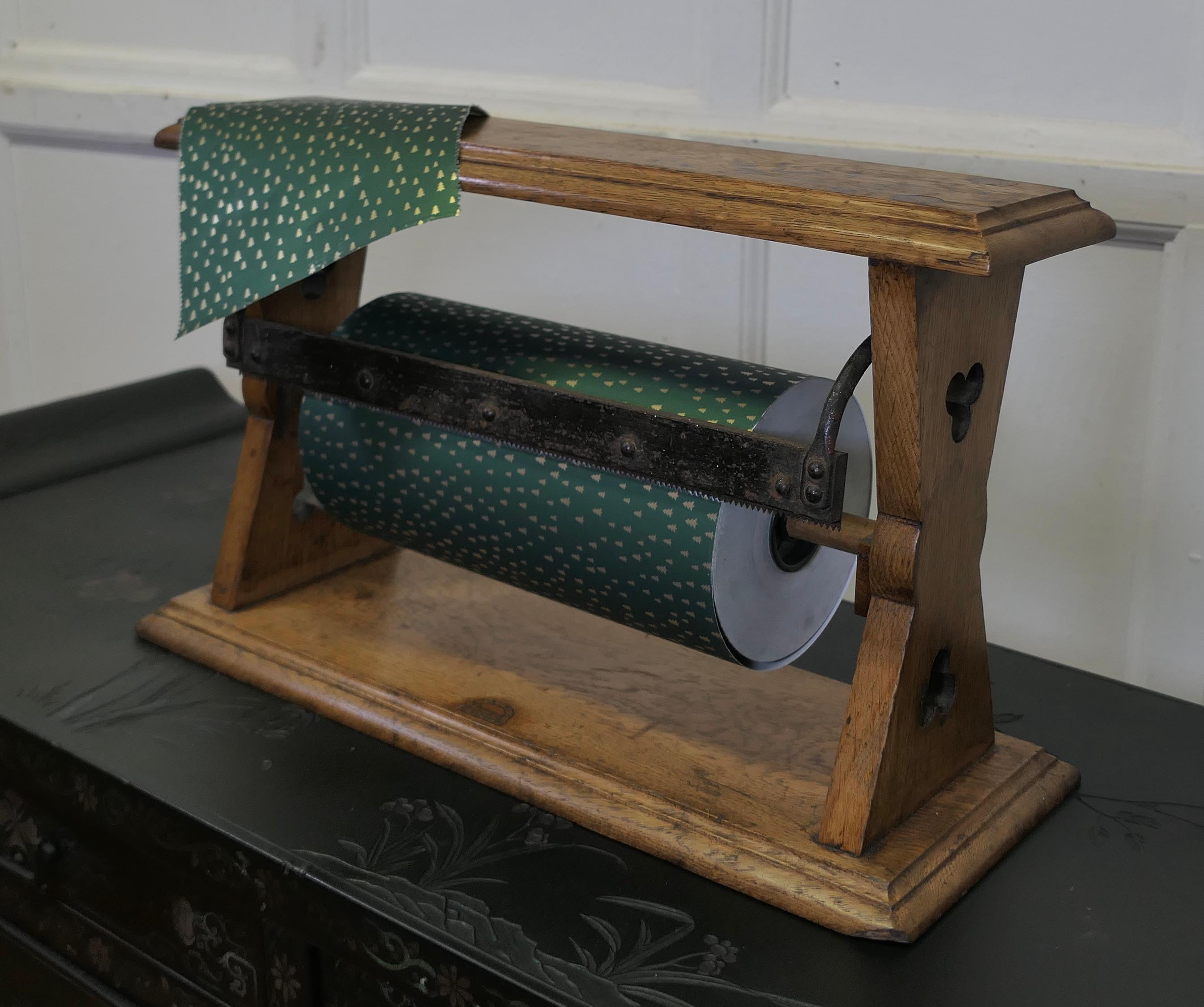 19th Century Arts and Crafts Paper Roll Cutter, Shop Wrapping Paper Dispenser     For Sale