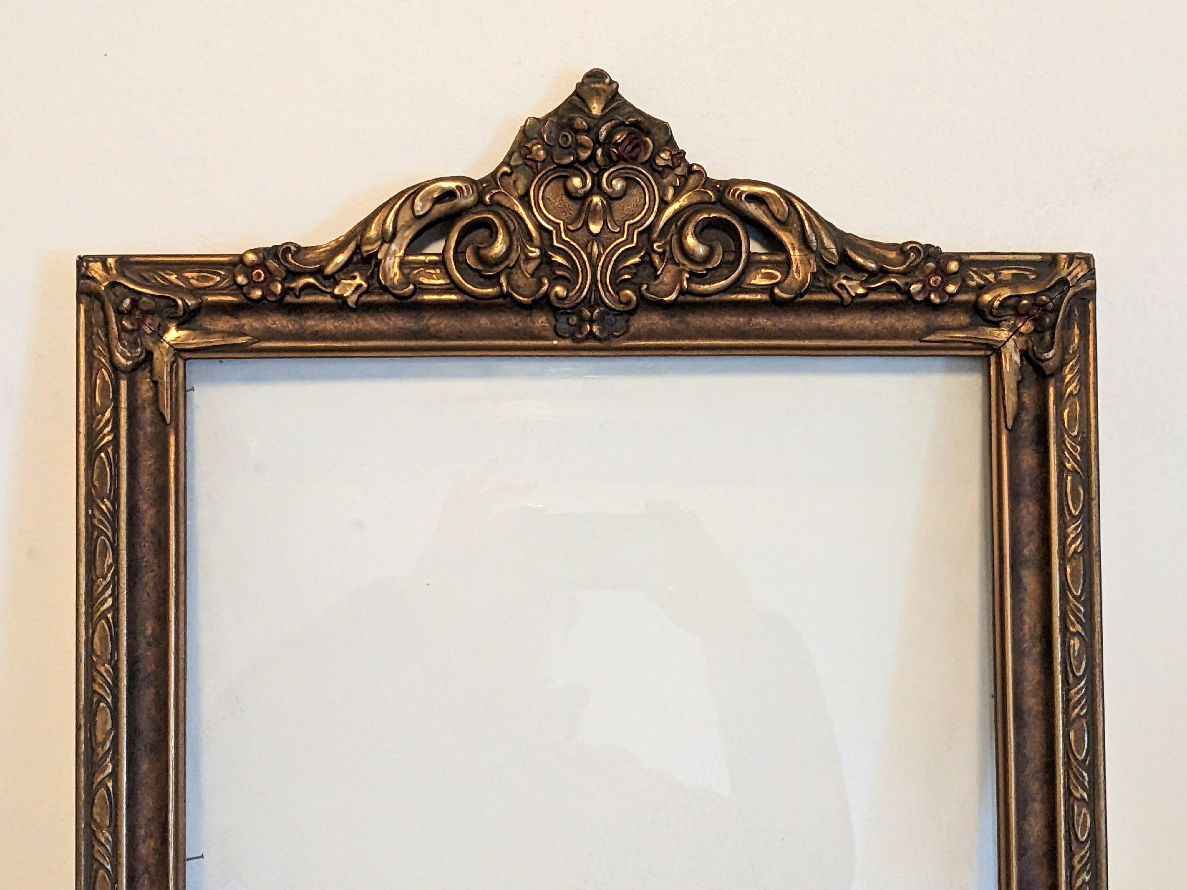 American Arts and Crafts Patinaed Carved Frame For Sale