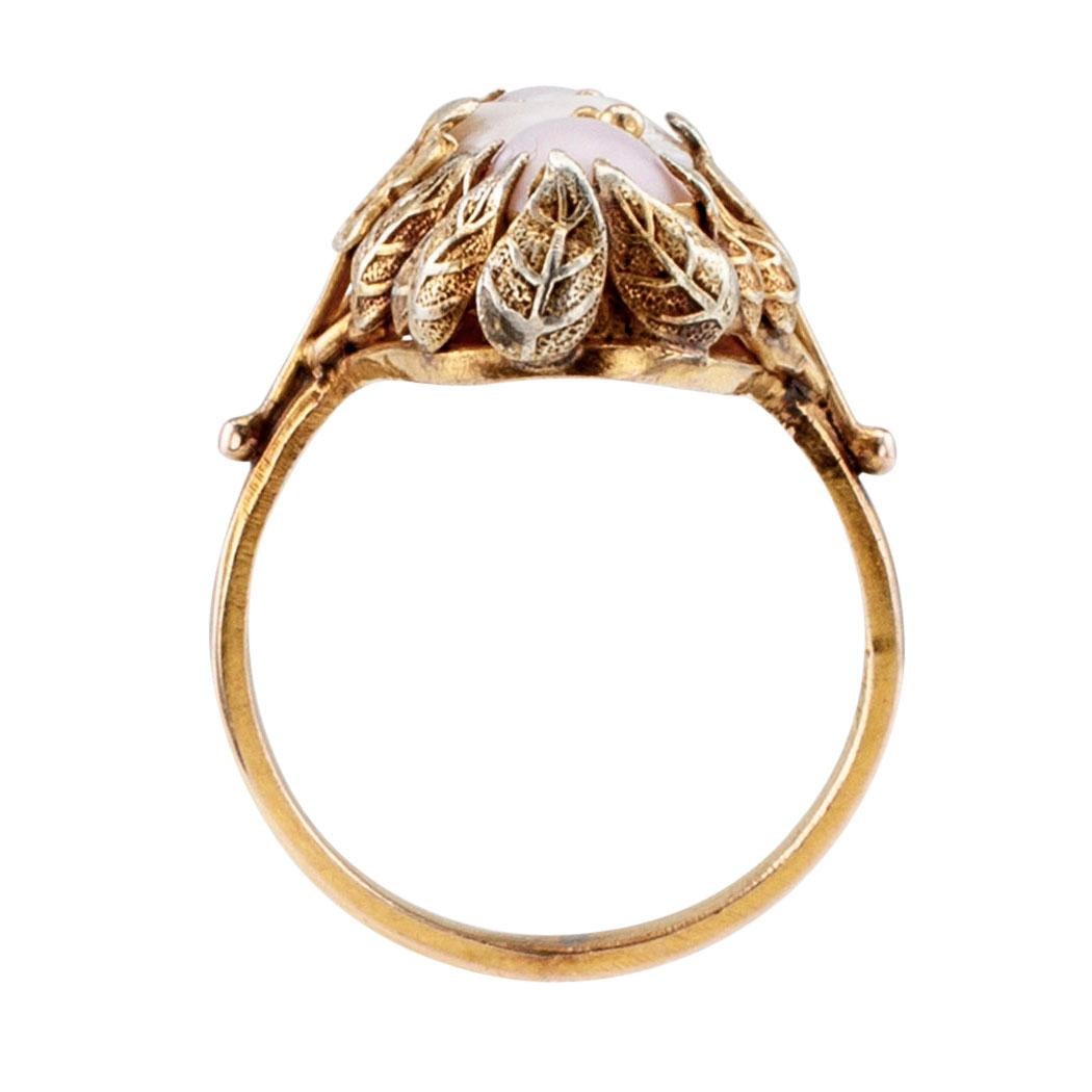 Arts & Crafts Pearl Gold Ring In Good Condition In Los Angeles, CA