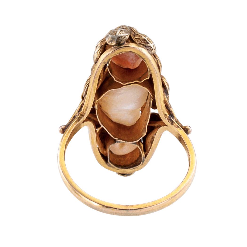 Women's Arts & Crafts Pearl Gold Ring