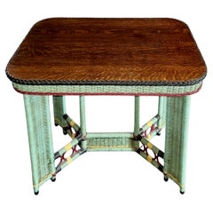 Arts and Crafts Period Wicker Library / Lamp / Side table C. 1910