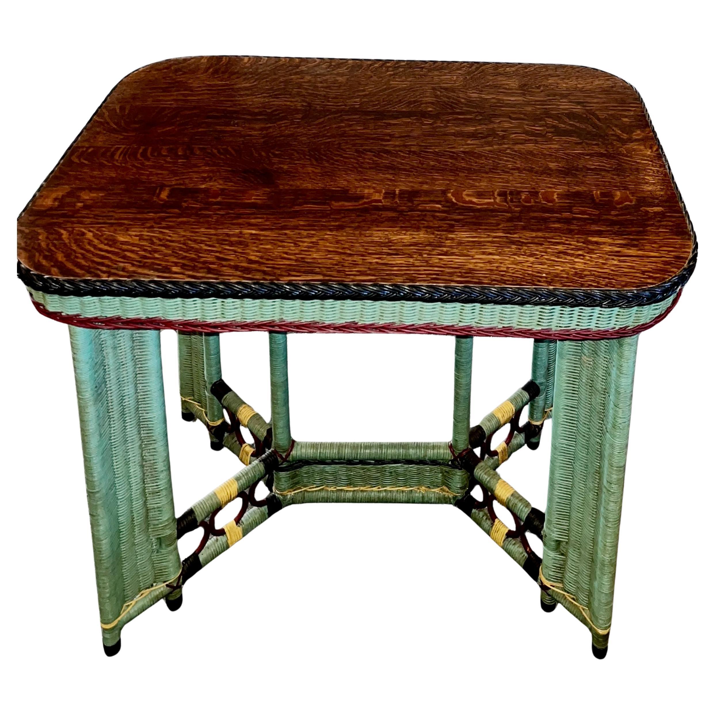 Arts and Crafts Period Library / Lamp table C. 1910 C. with Quarter Sawn Oak Top For Sale