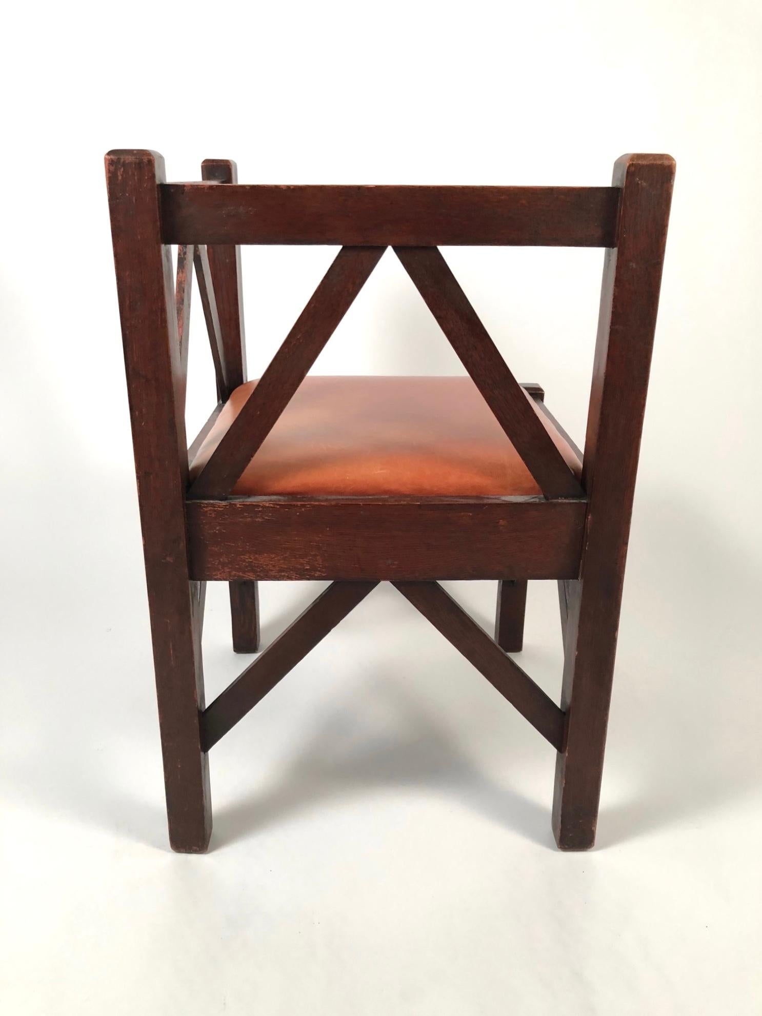 American Arts & Crafts Period Oak Corner Chair