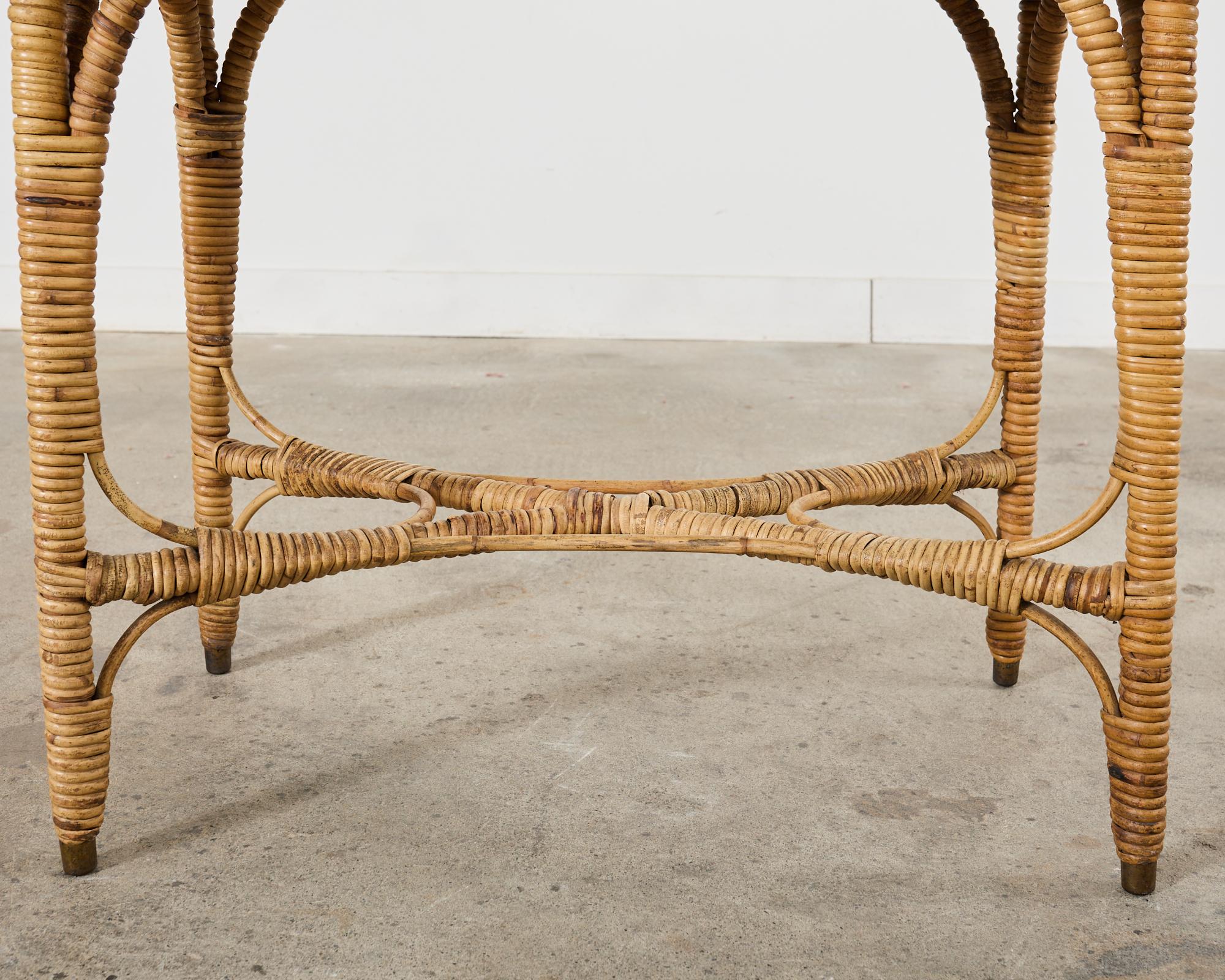 Arts and Crafts Period Rattan Wicker Console or Center Table For Sale 4