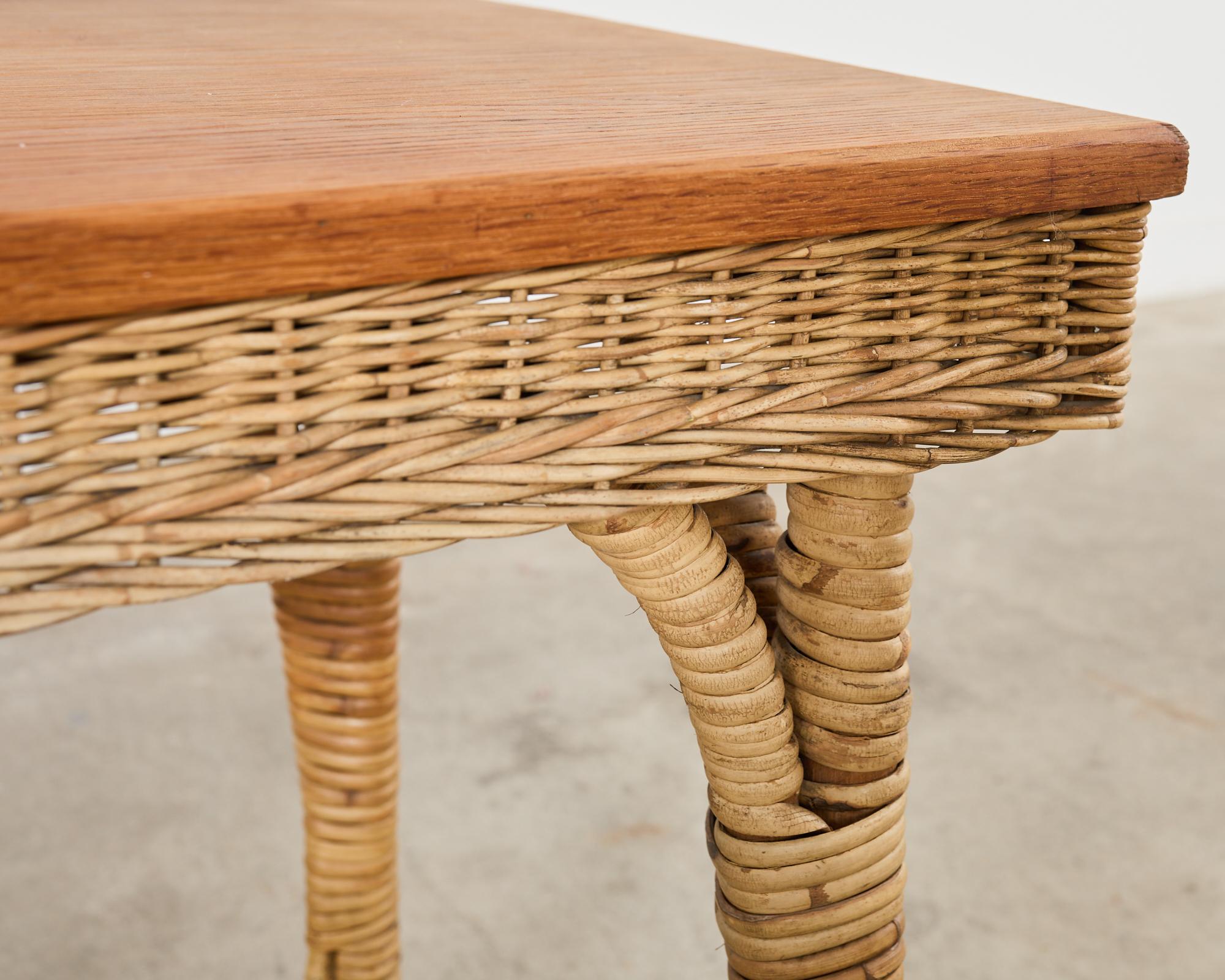 Arts and Crafts Period Rattan Wicker Console or Center Table For Sale 7