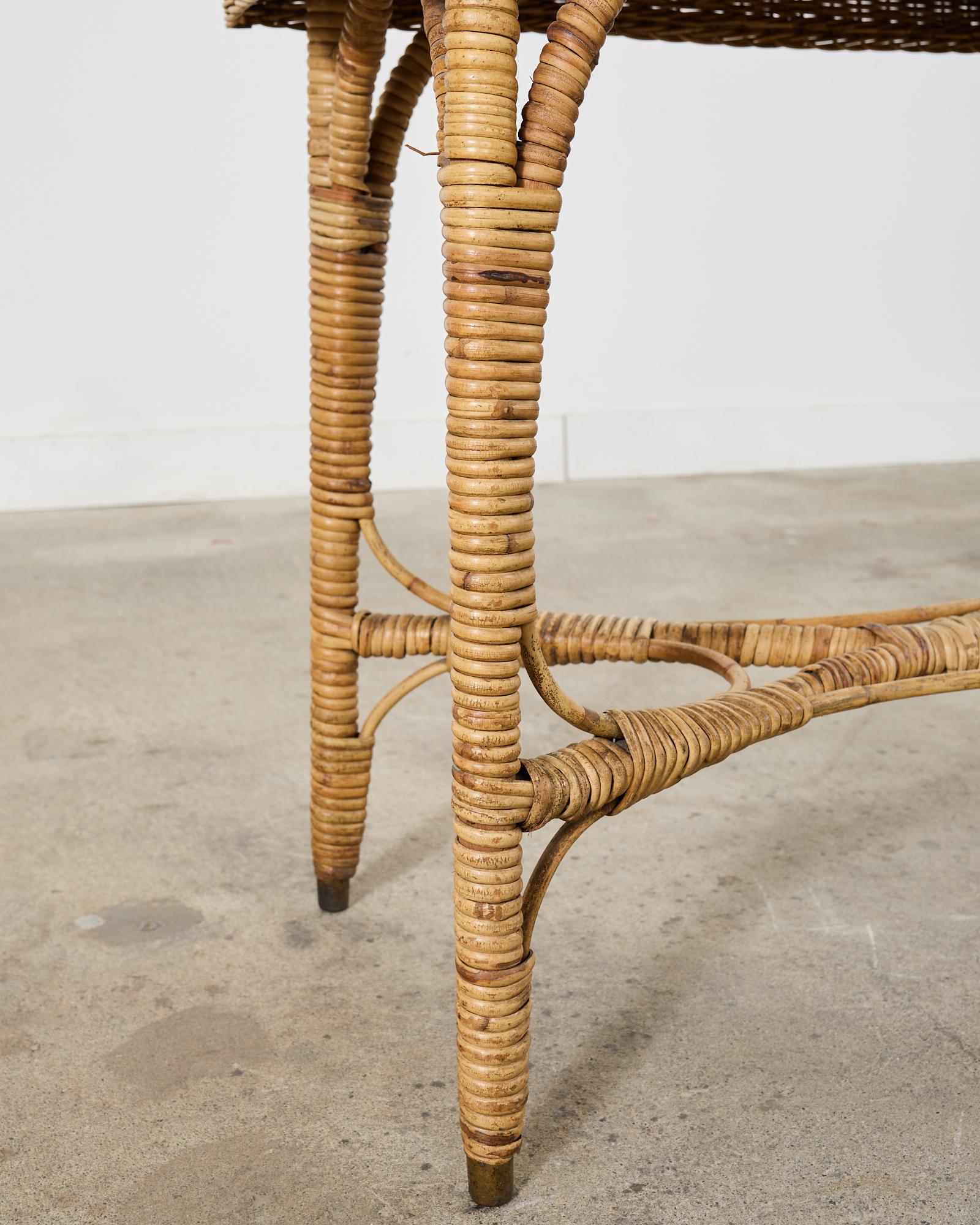 Arts and Crafts Period Rattan Wicker Console or Center Table For Sale 8