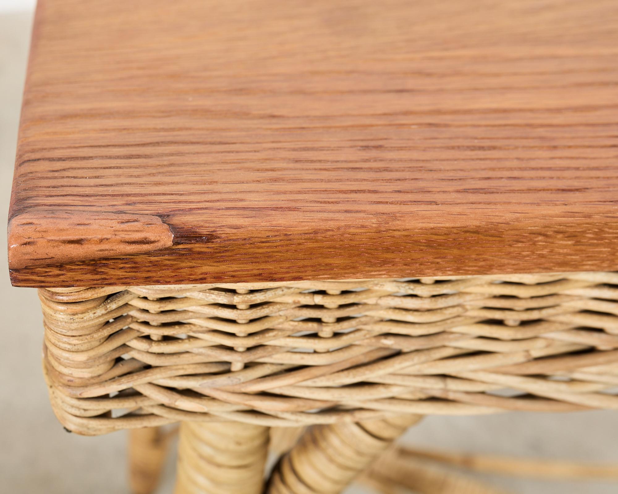Arts and Crafts Period Rattan Wicker Console or Center Table For Sale 12