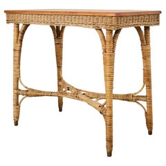 Arts and Crafts Periode Rattan Wicker Konsole oder Center Tisch