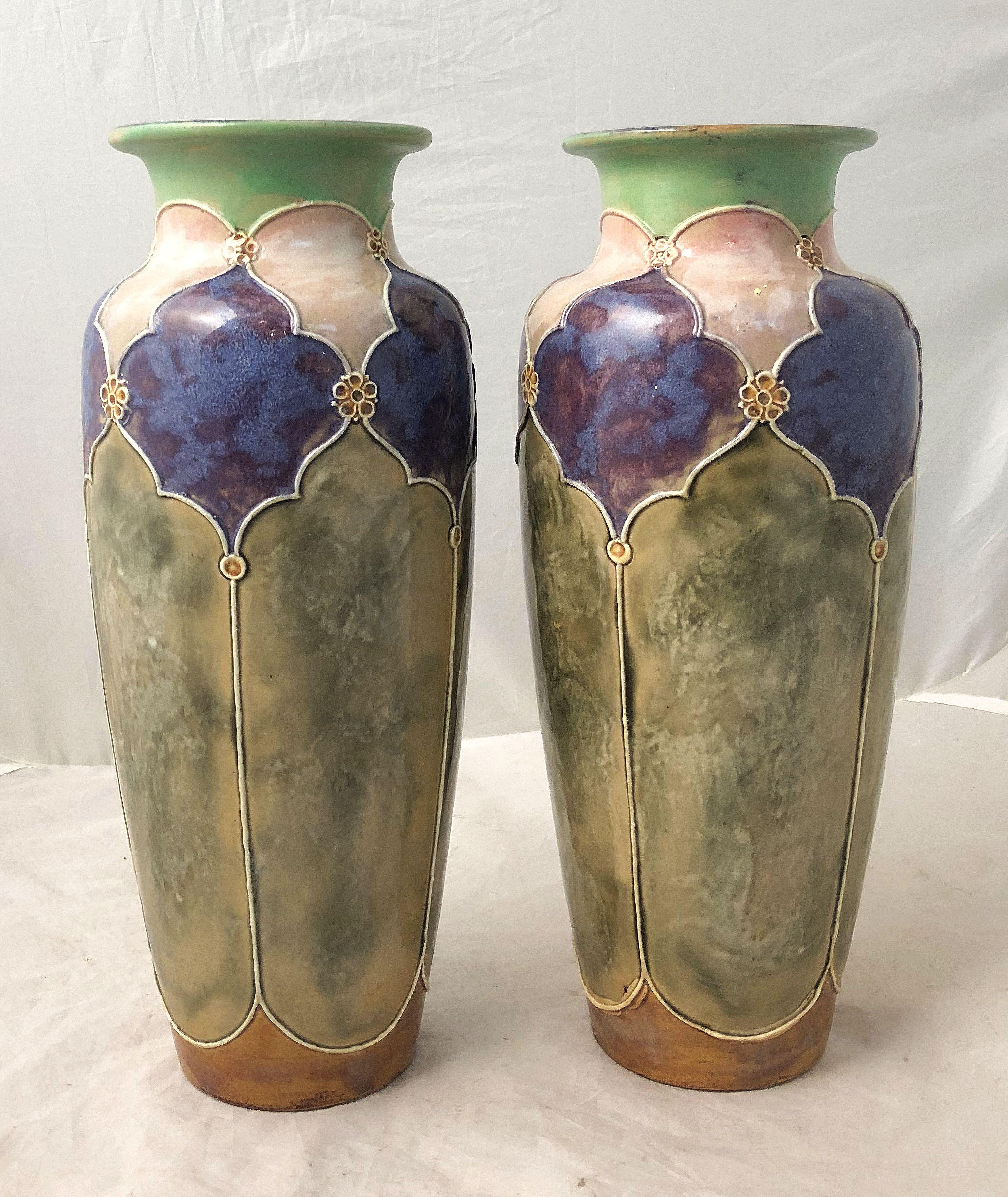 English Arts and Crafts Period Vases by Royal Doulton 'Priced as a Pair'
