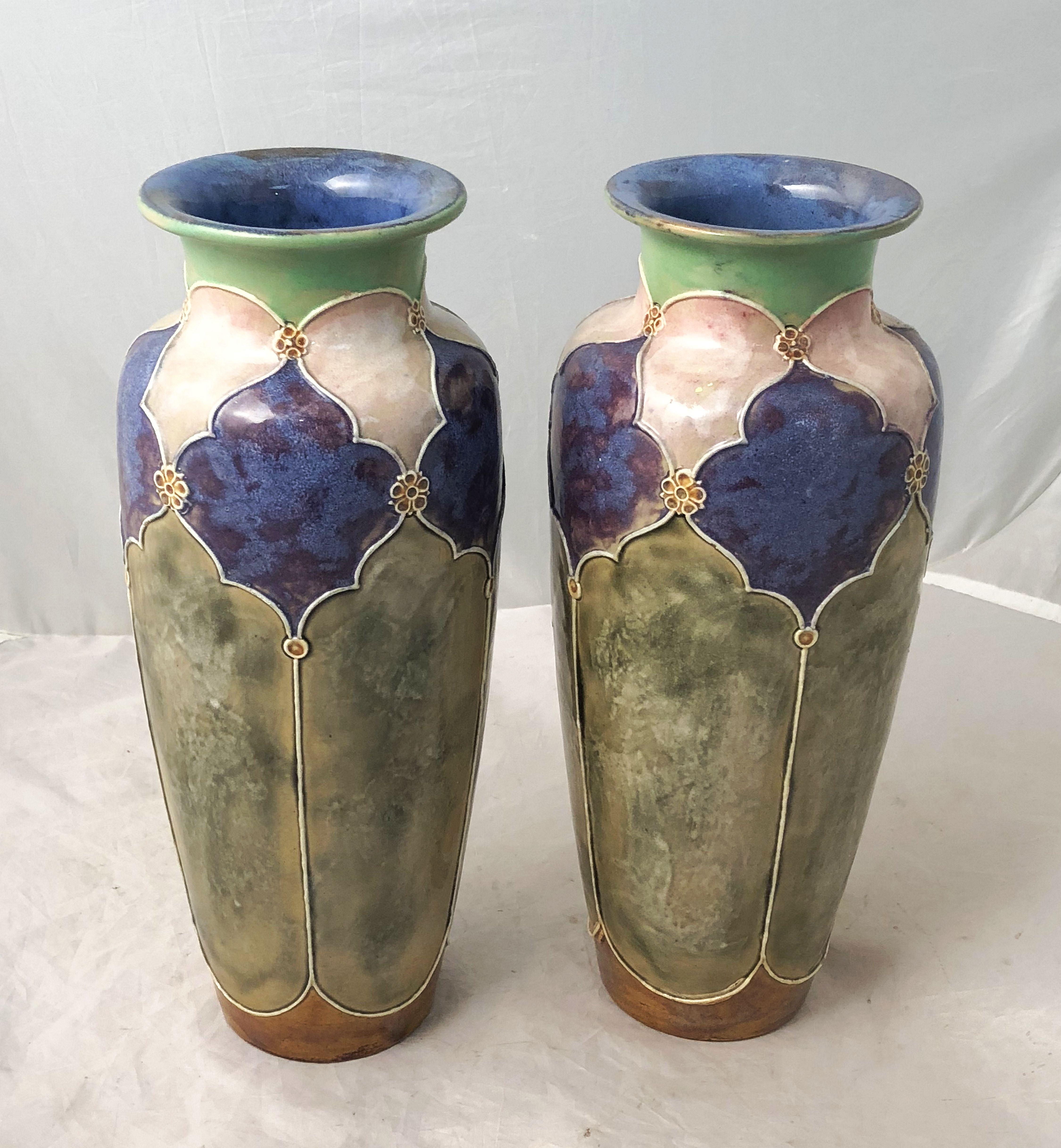 Glazed Arts and Crafts Period Vases by Royal Doulton 'Priced as a Pair'