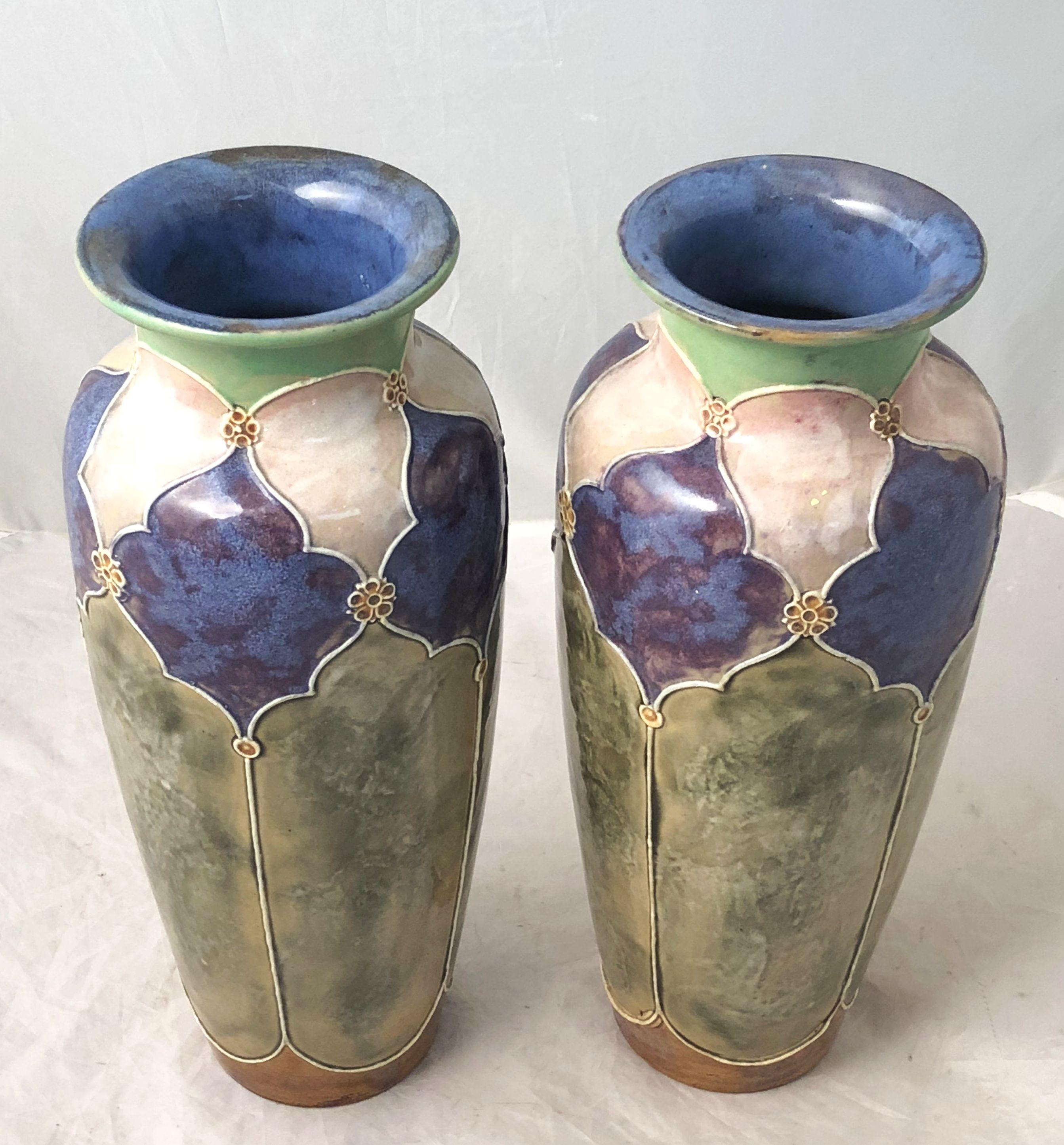 Arts and Crafts Period Vases by Royal Doulton 'Priced as a Pair' In Good Condition In Austin, TX