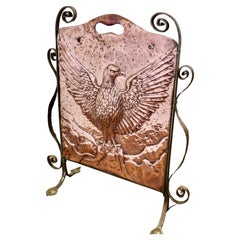 Antique Arts and Crafts Phoenix Eagle Copper and Brass Fire Screen  This is a Classic in