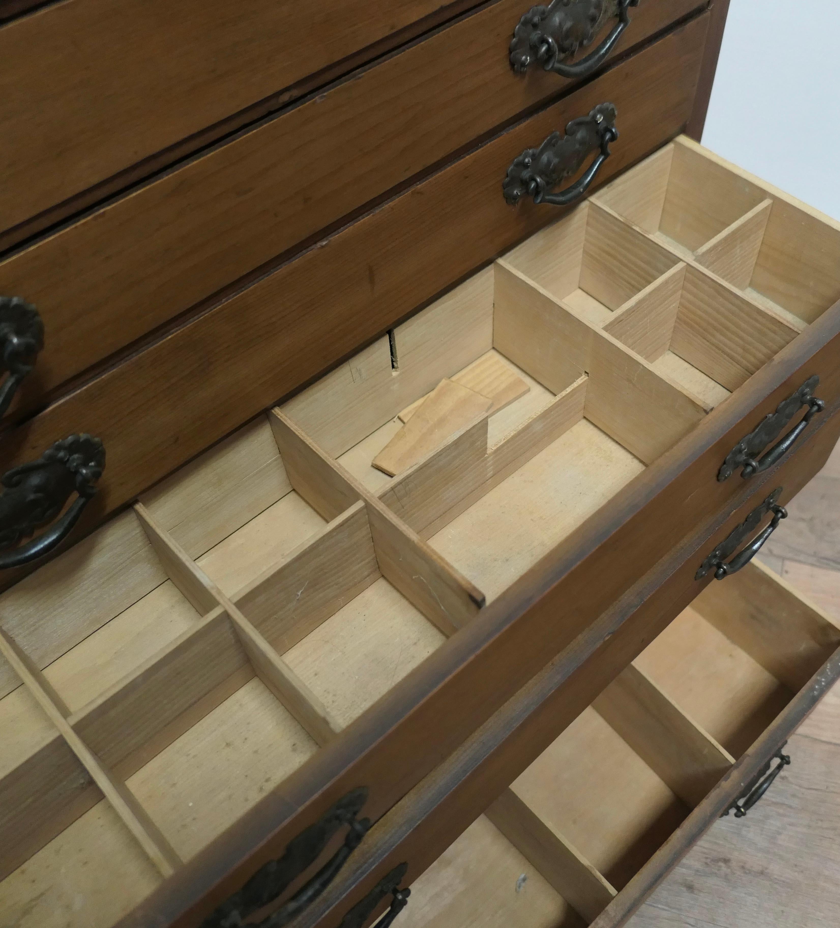 Arts and Crafts Pine Collectors Cabinet Filing Drawers    For Sale 2