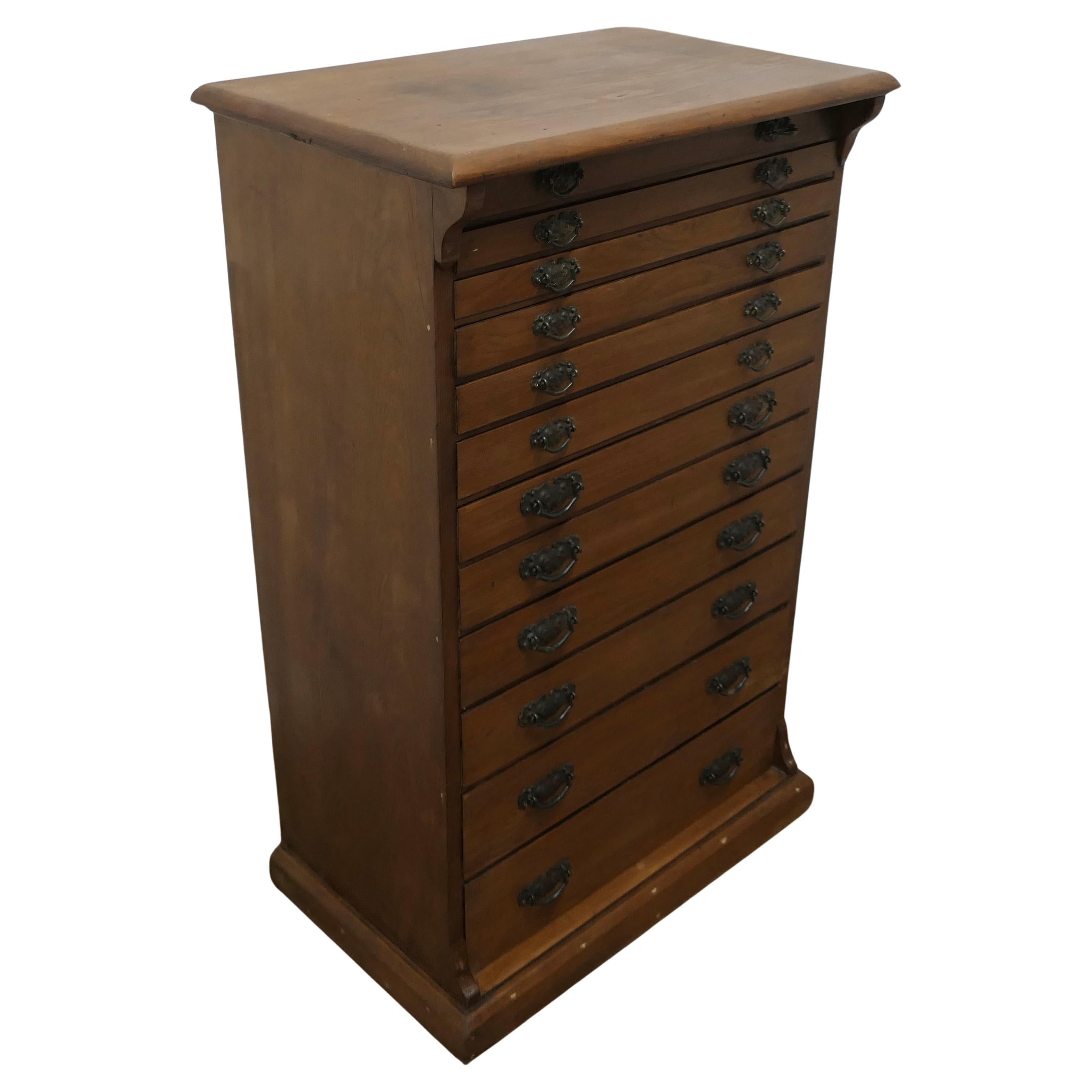 Arts and Crafts Pine Collectors Cabinet Filing Drawers    For Sale